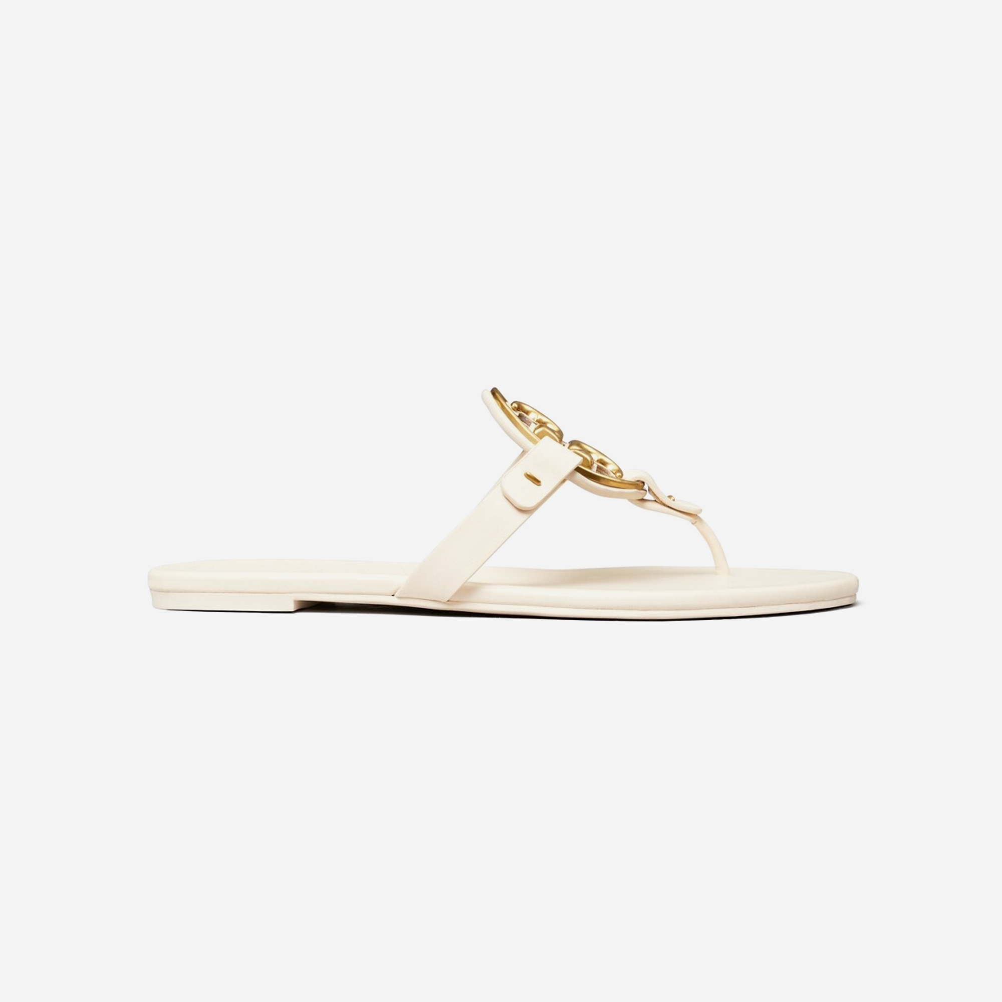 Tory Burch Miller Soft Metal Logo Sandal Cream Gold - view 2
