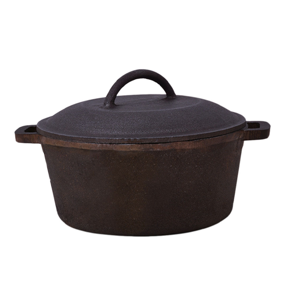The Indus Valley CASTrong Cast Iron Dutch Oven/ Casserole with Lid,Pre-seasoned, 100% Pure, Toxin-free, Induction, 27cm, 5 Liter, 6.83kg