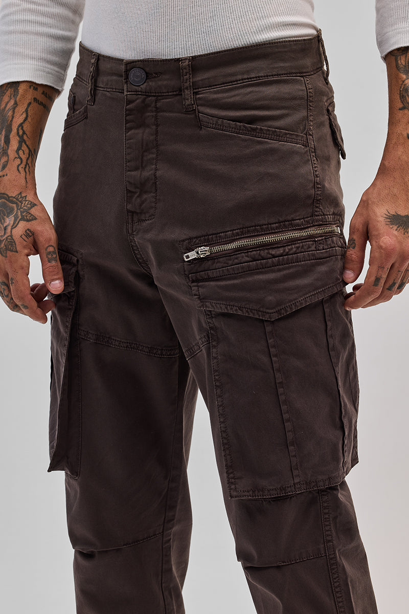 SNITCH Brown Relaxed Fit Cargo Pants - view 4
