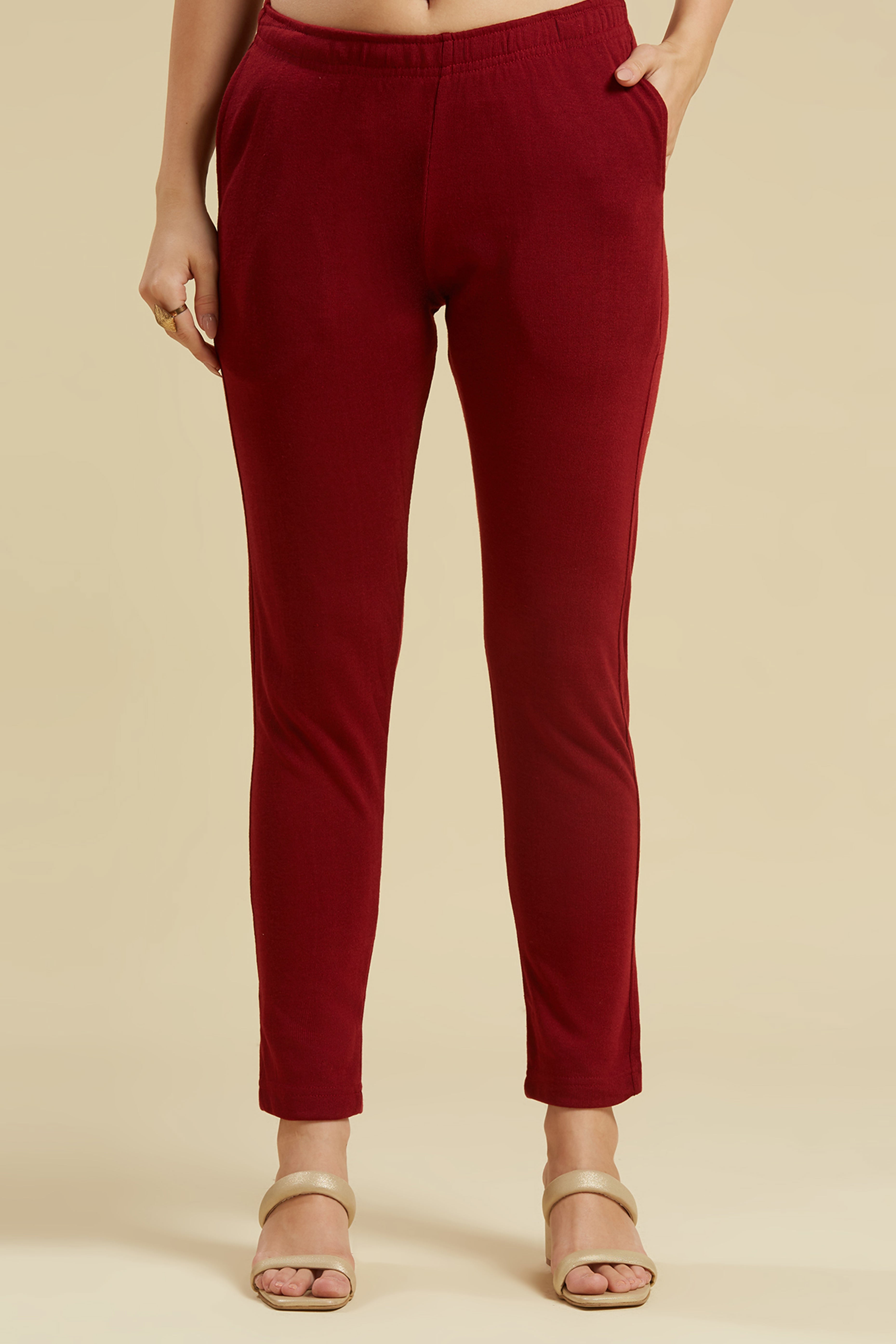 Peachmode Maroon Floral Woolen Top Bottom Set - view 7