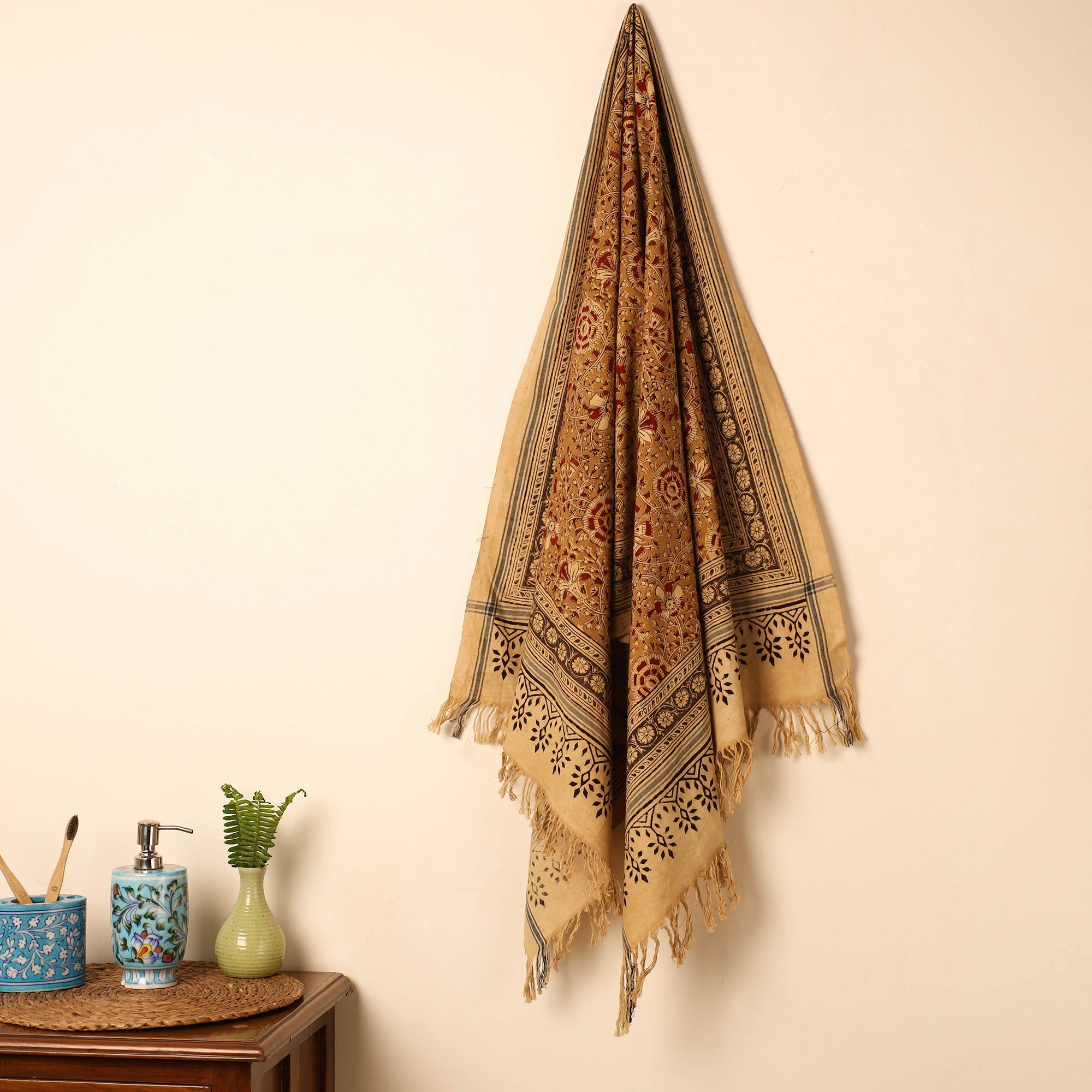 PITCHUKA SRINIVAS KALAMKARI PEDANA Brown - Handloom Cotton Block Printed Pedana Kalamkari Towel 20