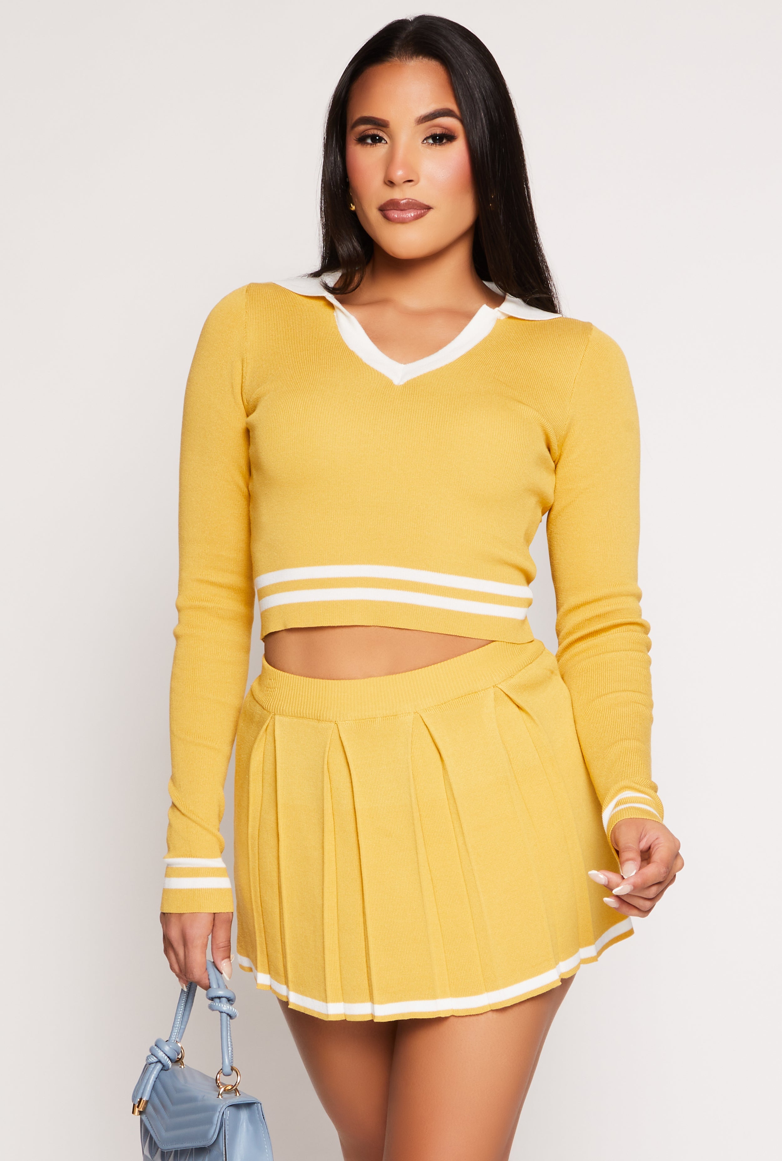 Daisy Varsity Stripe Detail Crop Top – Women's