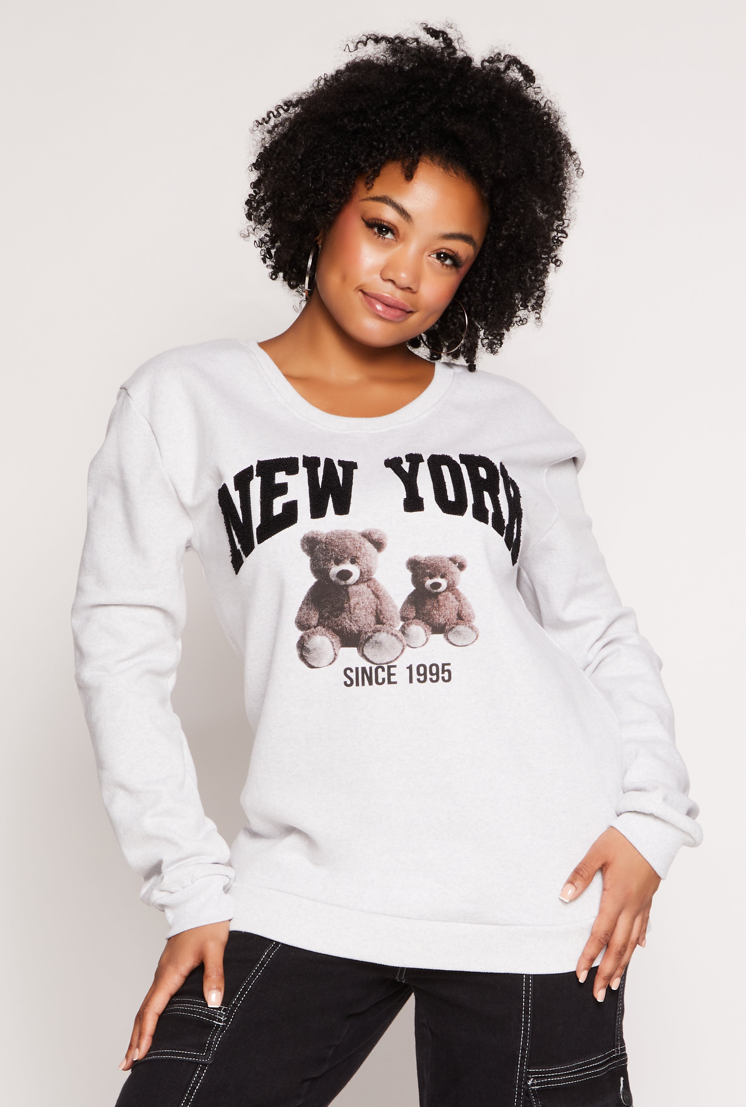 Rainbow Shops Plus Size New York Bear Sweatshirt
