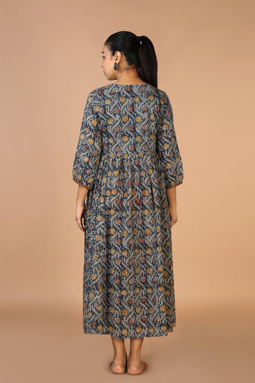 Kalanjali Ethnics Cotton Mull Kalamkari Handblock printed dress - view 8