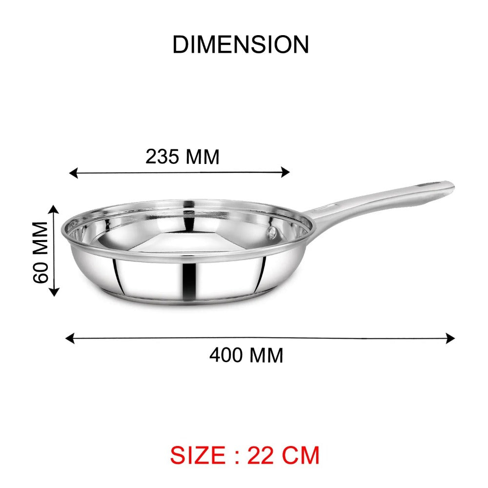AVIAS Platinox Stainless Steel Set (Belly 18cm + Kadhai 22cm + Frypan 22cm + Casserole 1000ML + 1500ML) | Induction Compatible | Silver | Set of 5 Pcs - view 9