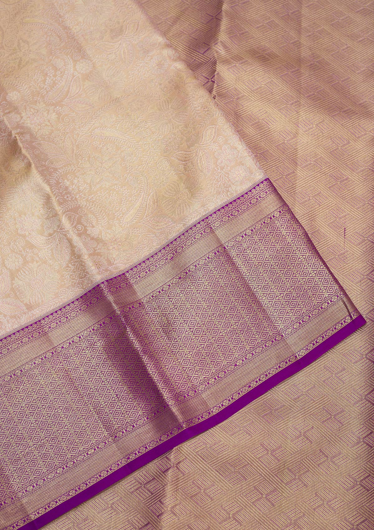 Koskii Beige Zariwork Pure Silk Saree – Women's - view 4