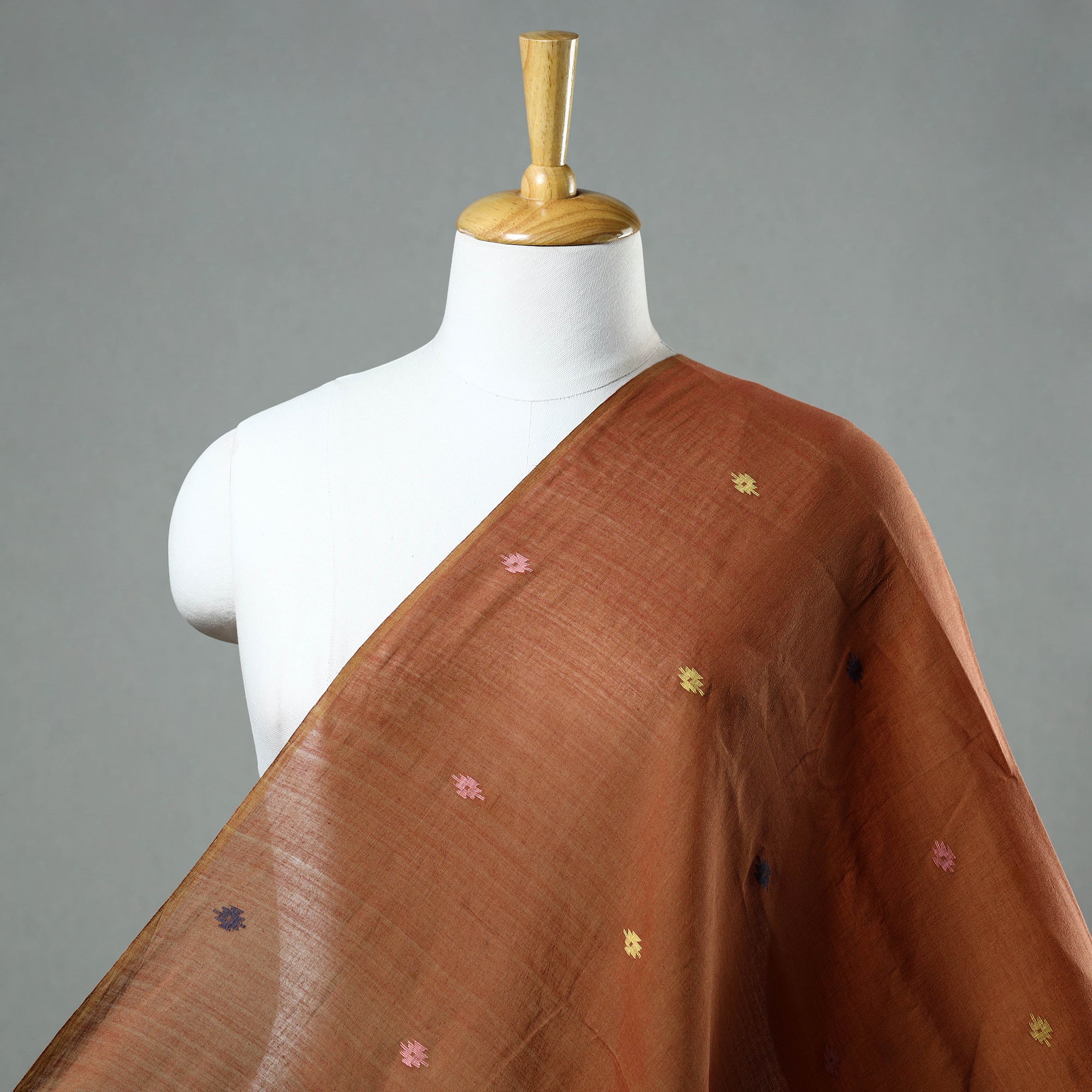 SASHA Brown - Phulia Jamdani Handloom Cotton Fabric 14