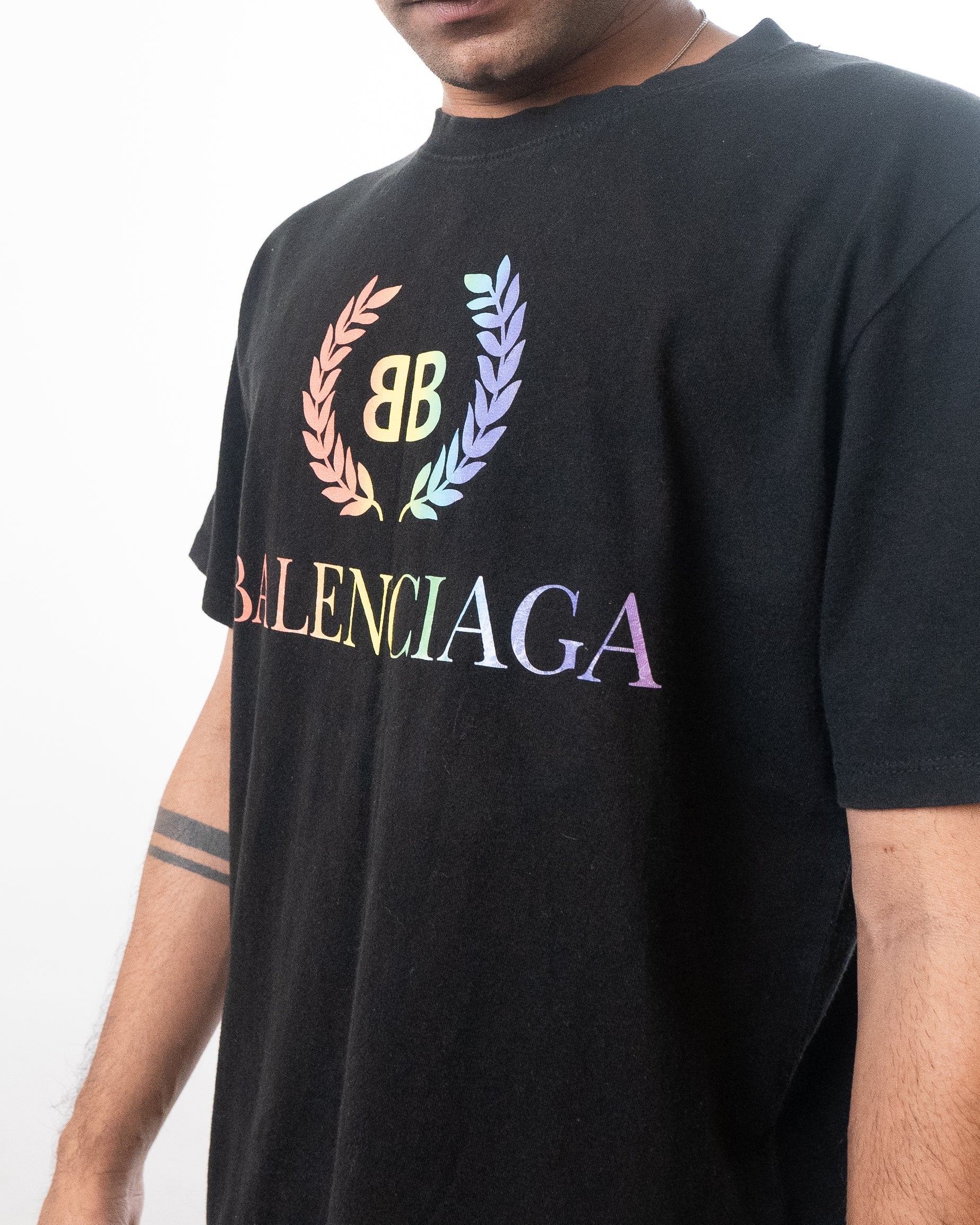 Balenciaga Rainbow Embroidered Logo T-Shirt - view 2