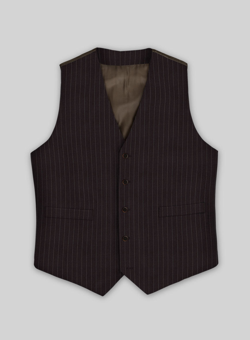 StudioSuits Brown Pinstripe Wool Waist Coat