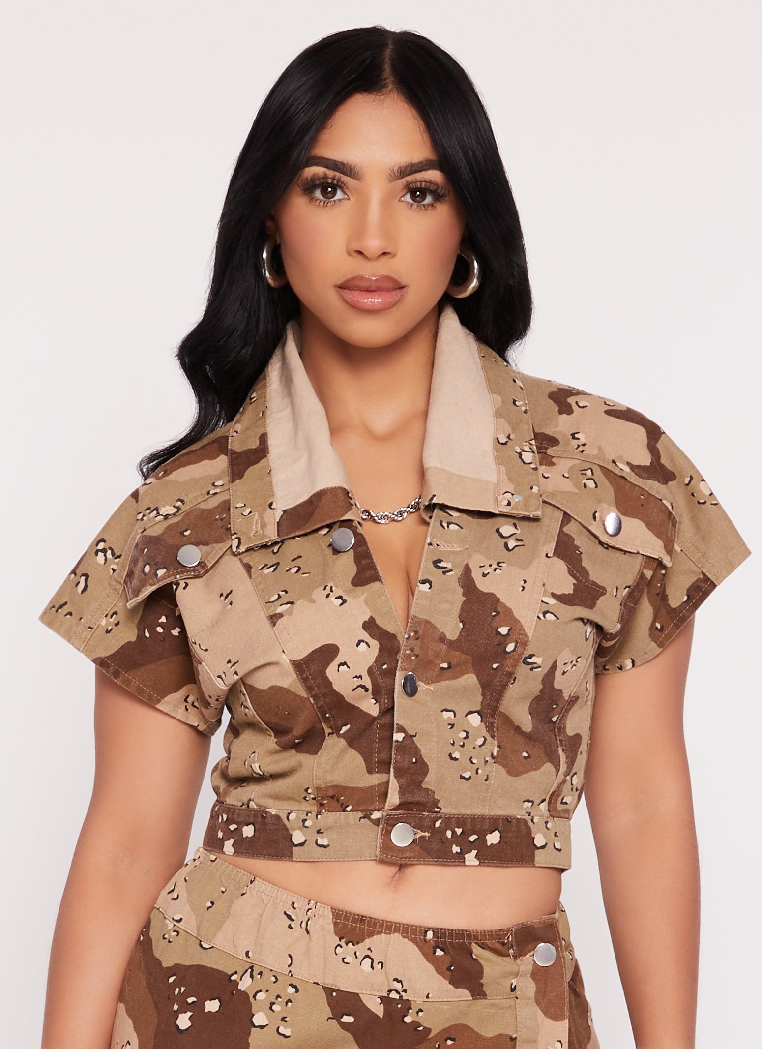 Rainbow Shops Camo Canvas Cropped Jacket – Women's