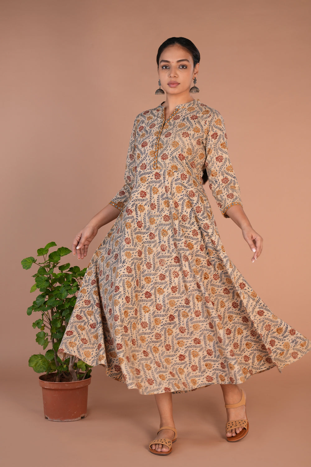 Kalanjali Ethnics Kalamkari handblock printed long dress