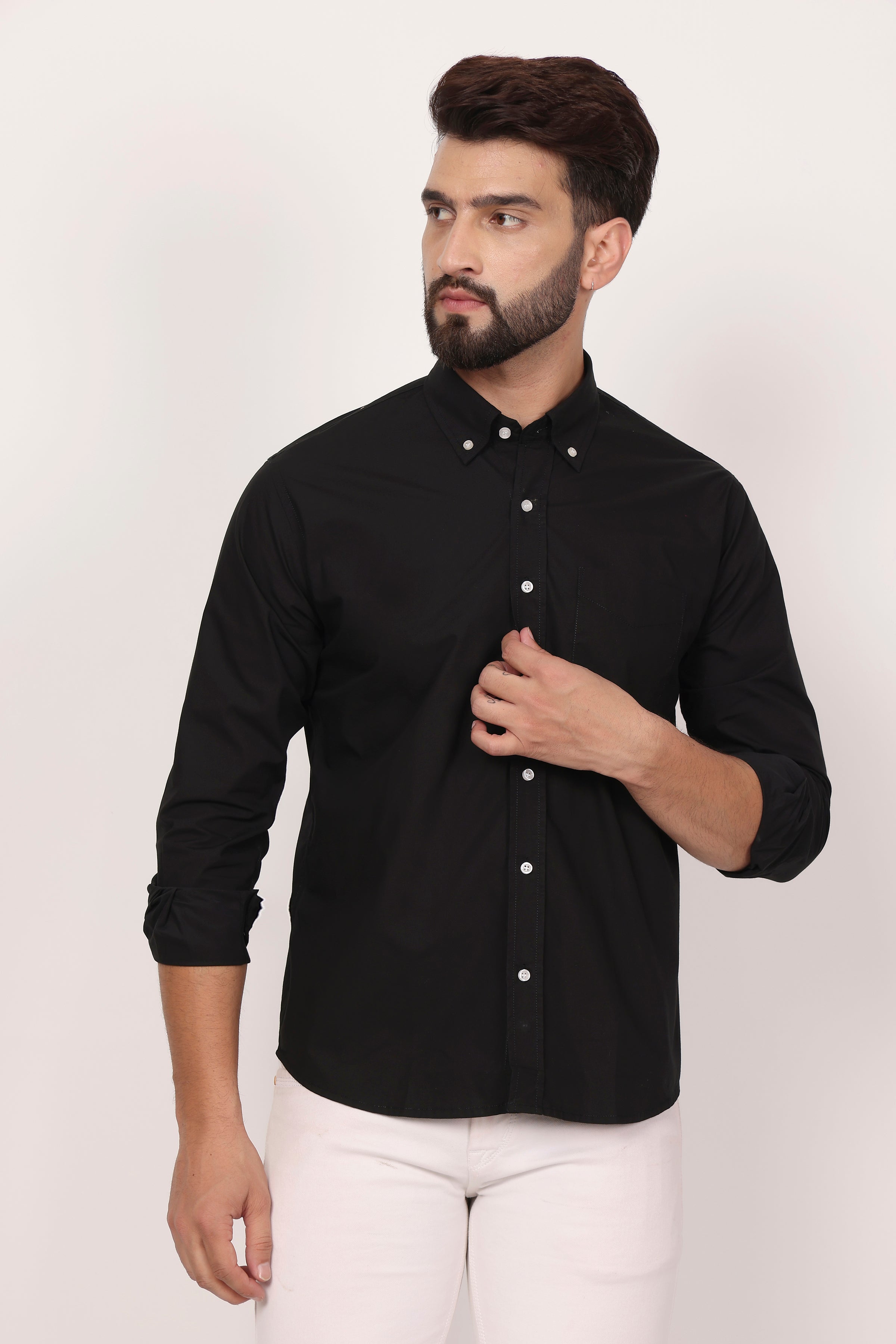 BlackTree New Black Down Button Casual Shirt I 100% Cotton Twill