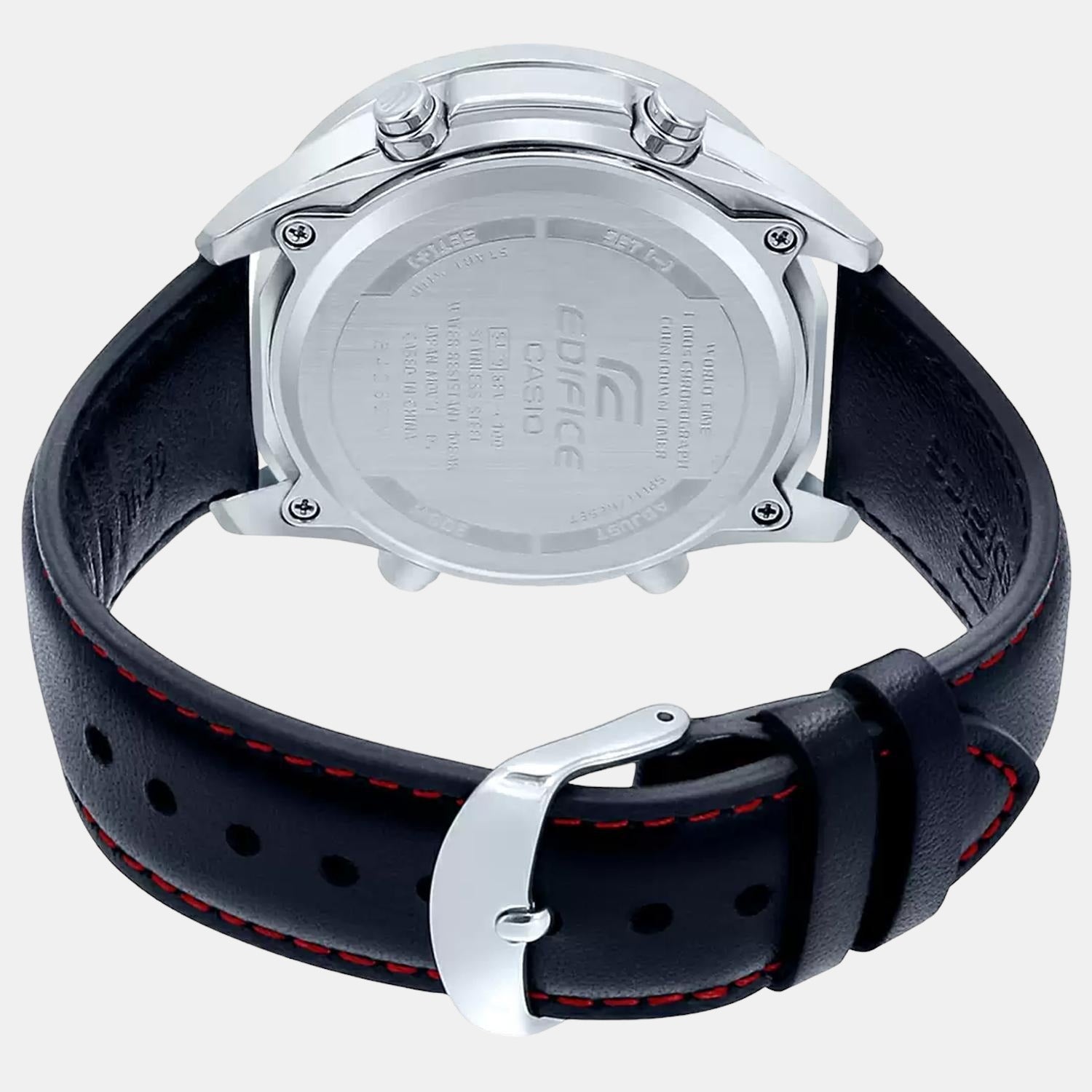 Casio Edifice Men Quartz Black Dial Analog-Digital Leather Watch EX441 - view 5