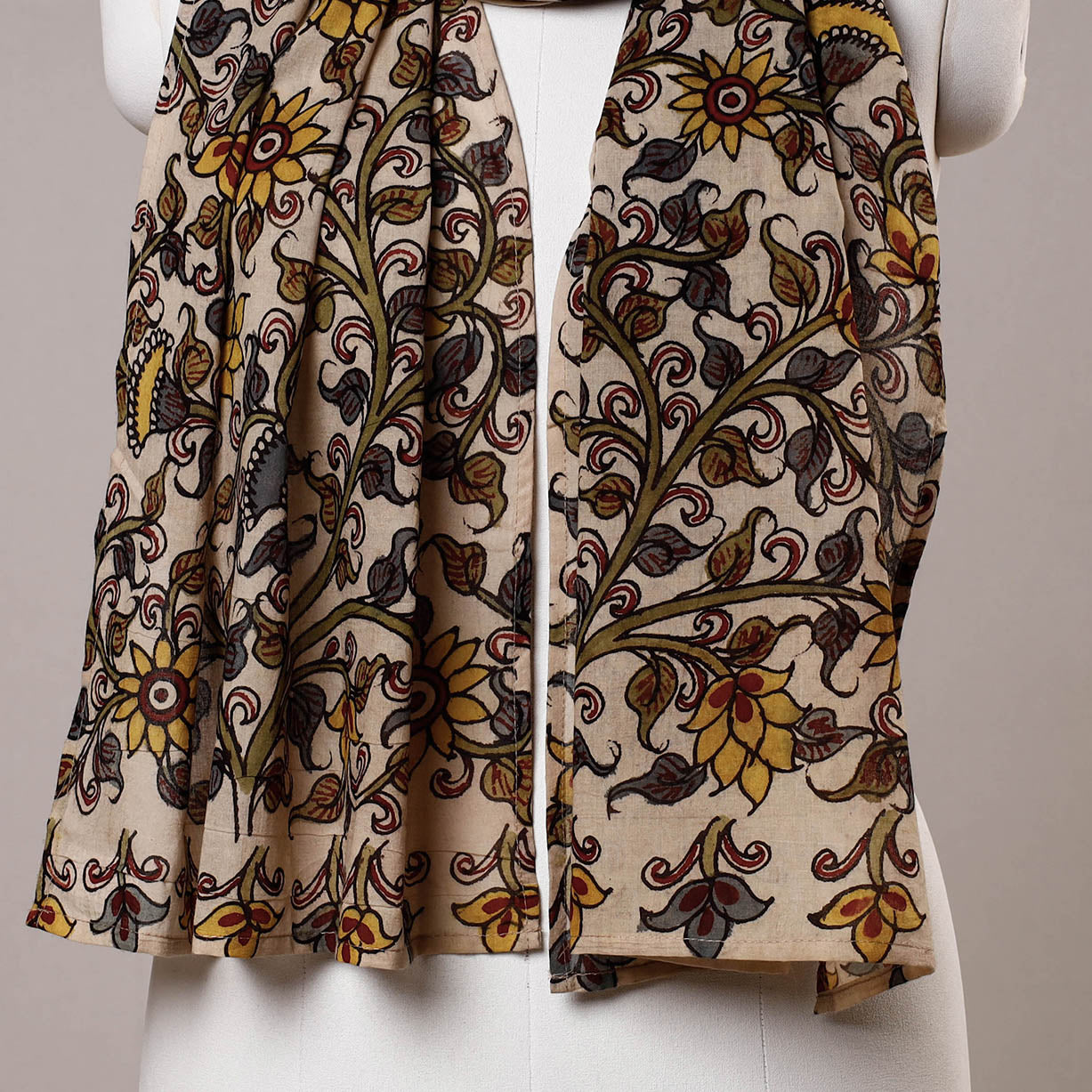 DWARAKA PLUS Beige - Handpainted Kalamkari Cotton Stole - view 3