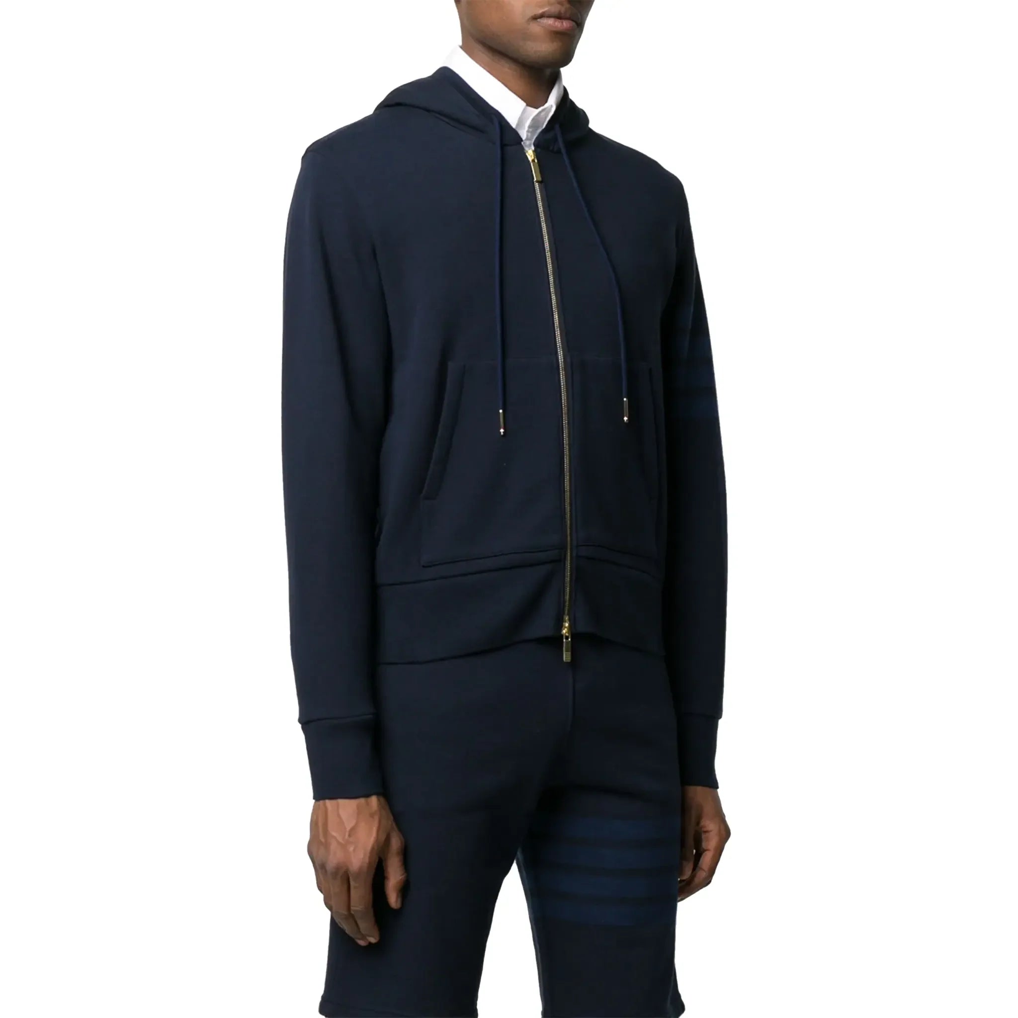 Thom Browne Classic Loopback 4-Bar Tonal Full Zip Blue Hoodie - view 3