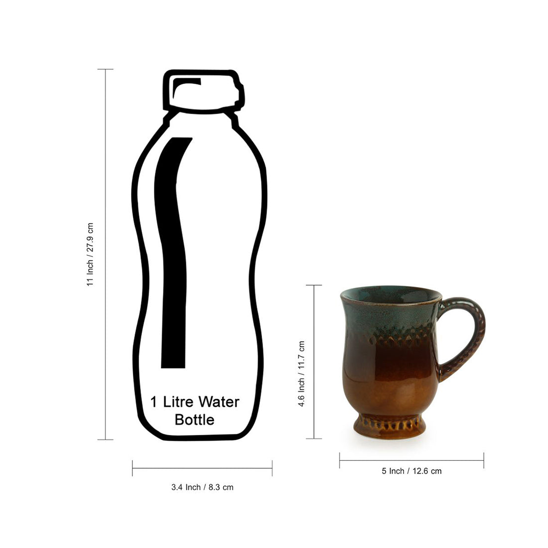 EXCLUSIVELANE 'Amber & Teal' Studio Pottery Tea & Coffee Mug In Ceramic (350ML, Microwave Safe) - view 5