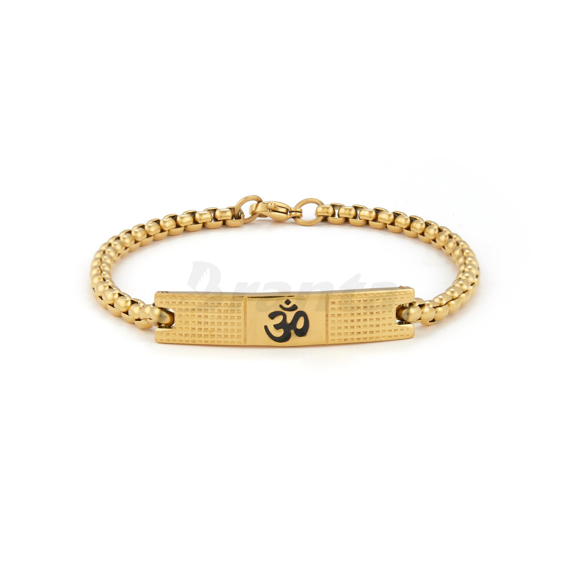 brantashop Premium Om Loose Gold Bracelet For Men With Dotted Pattern (8 Inch) - view 2