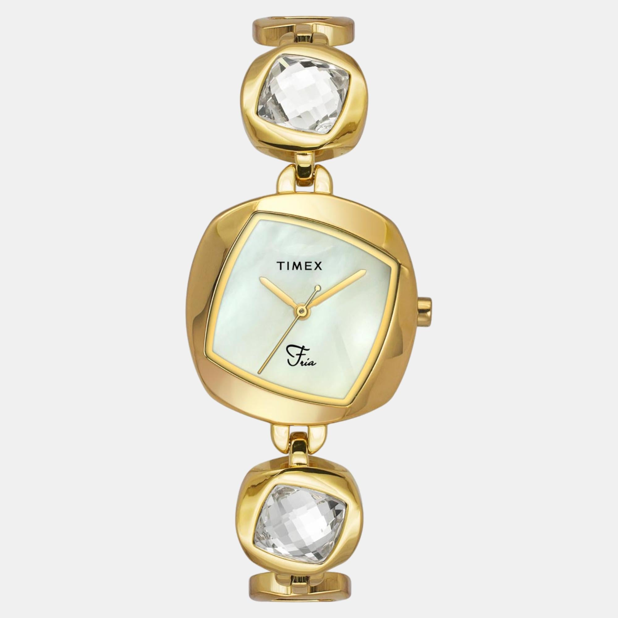 Timex Fria Women Quartz Mother Of Pearl Dial Analog Brass Watch TWEL15007