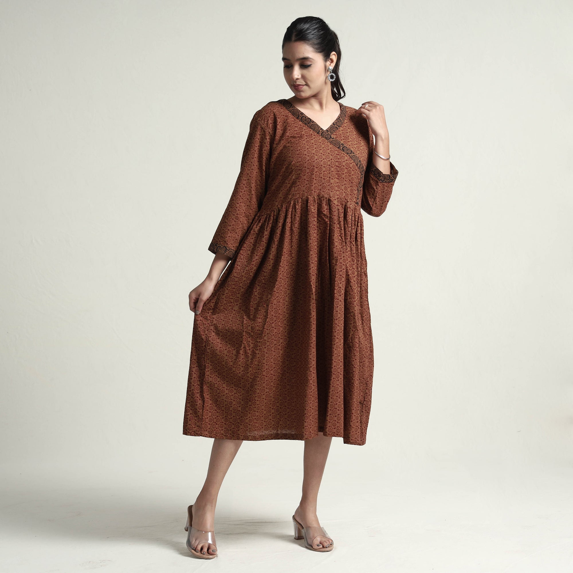 ITOKRI CASUALS Brown - Bagh Block Printed Cotton Dress - view 2