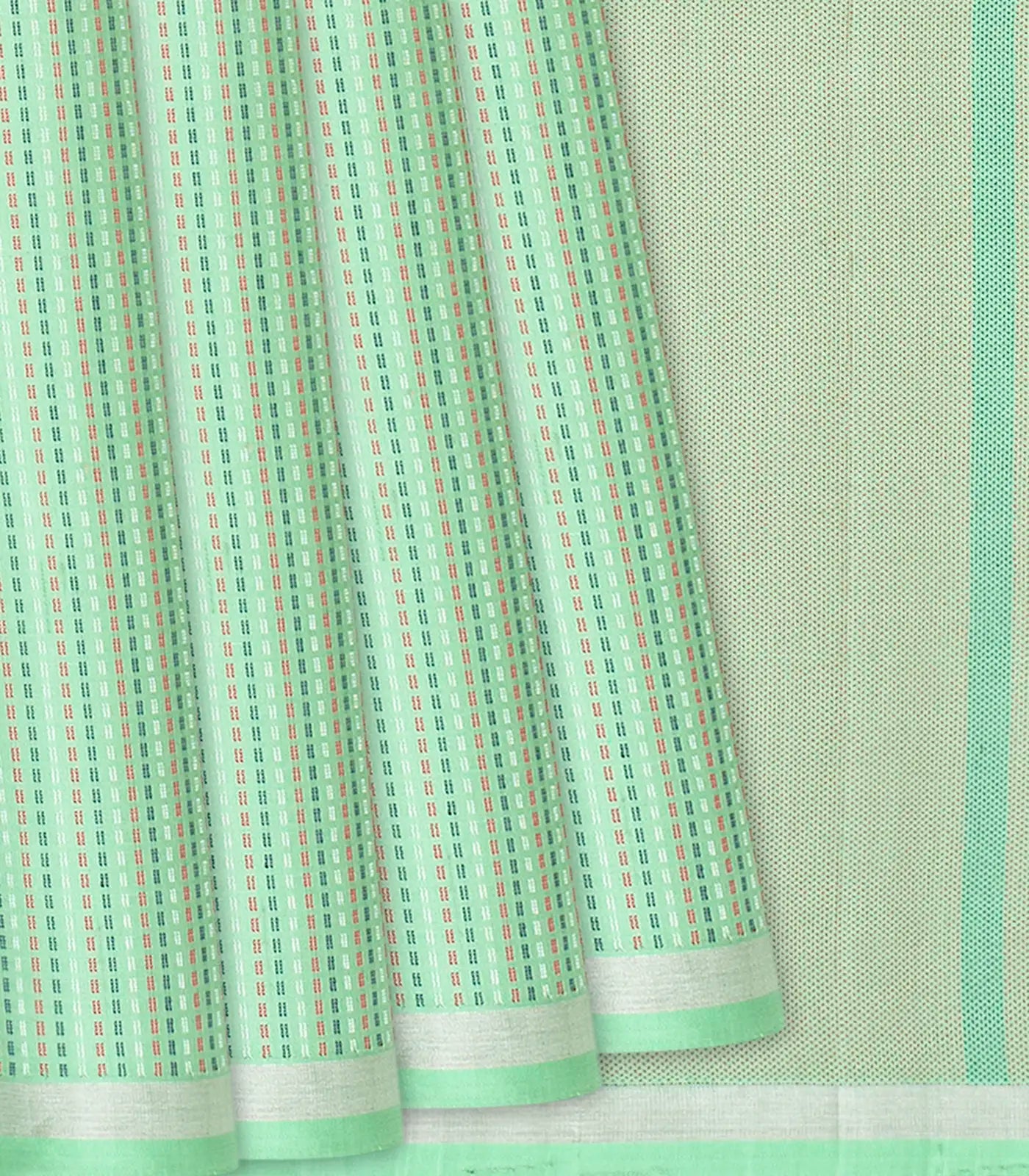 RmKV Aquamarine Handloom Soft Silk Saree With Dotted Stripes-Aquamarine