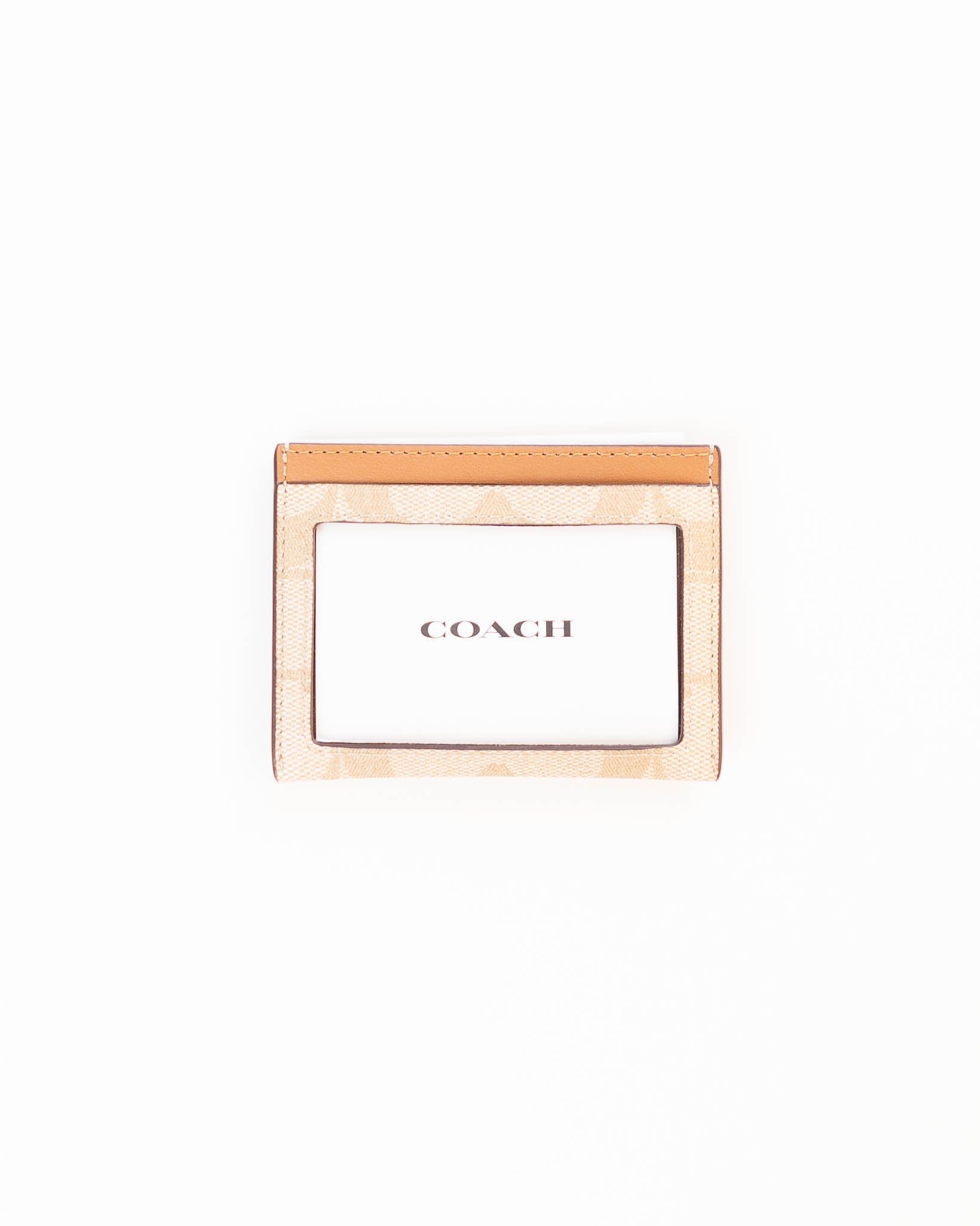 Coach Slim ID Card Case In Signature Canvas - Light Saddle -DS - view 4