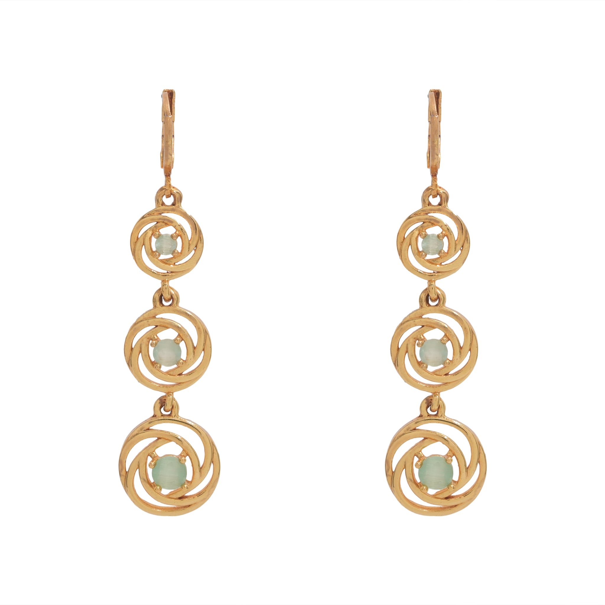 Branta Perfect Circle Light Green Damond Earrings For Women - view 4