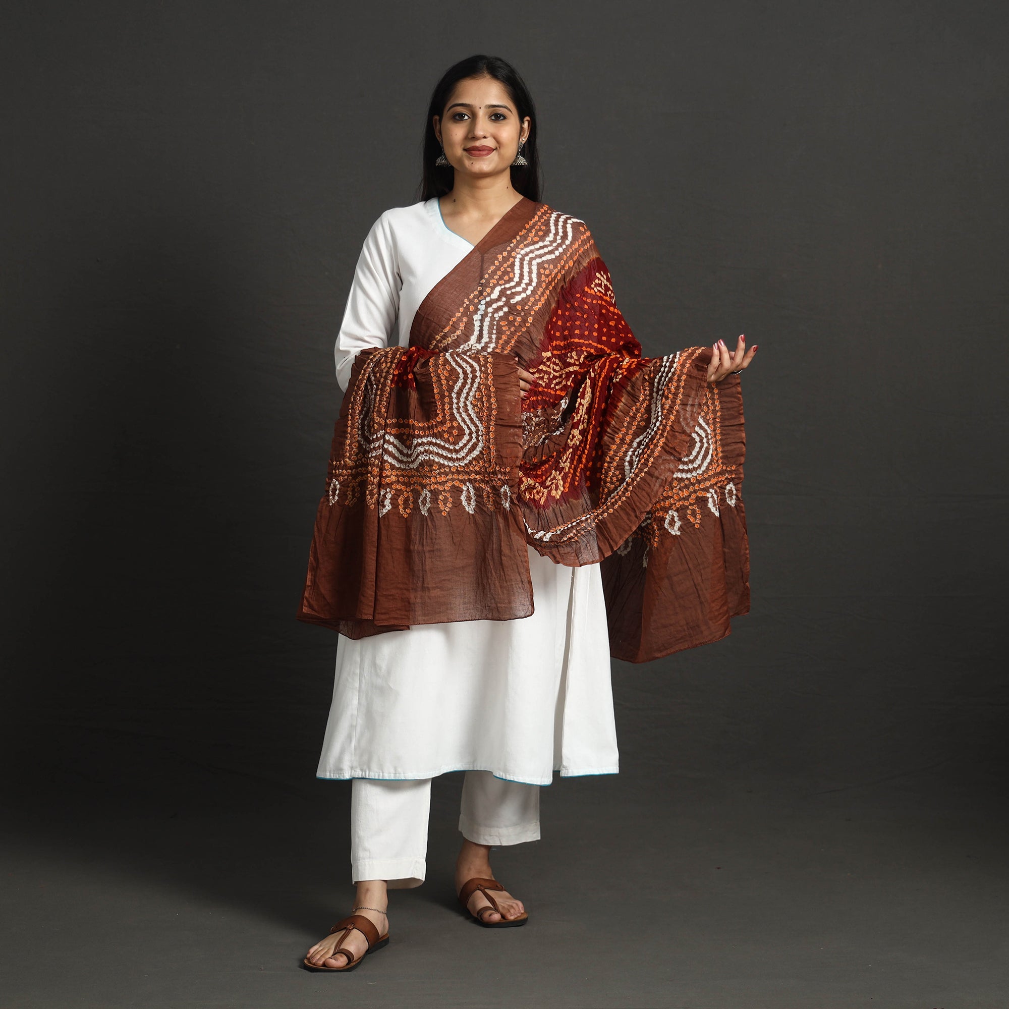 KACHCHH JI CHHAAP Brown - Kutch Tie-Dye Cotton Bandhani Dupatta 12 - view 2