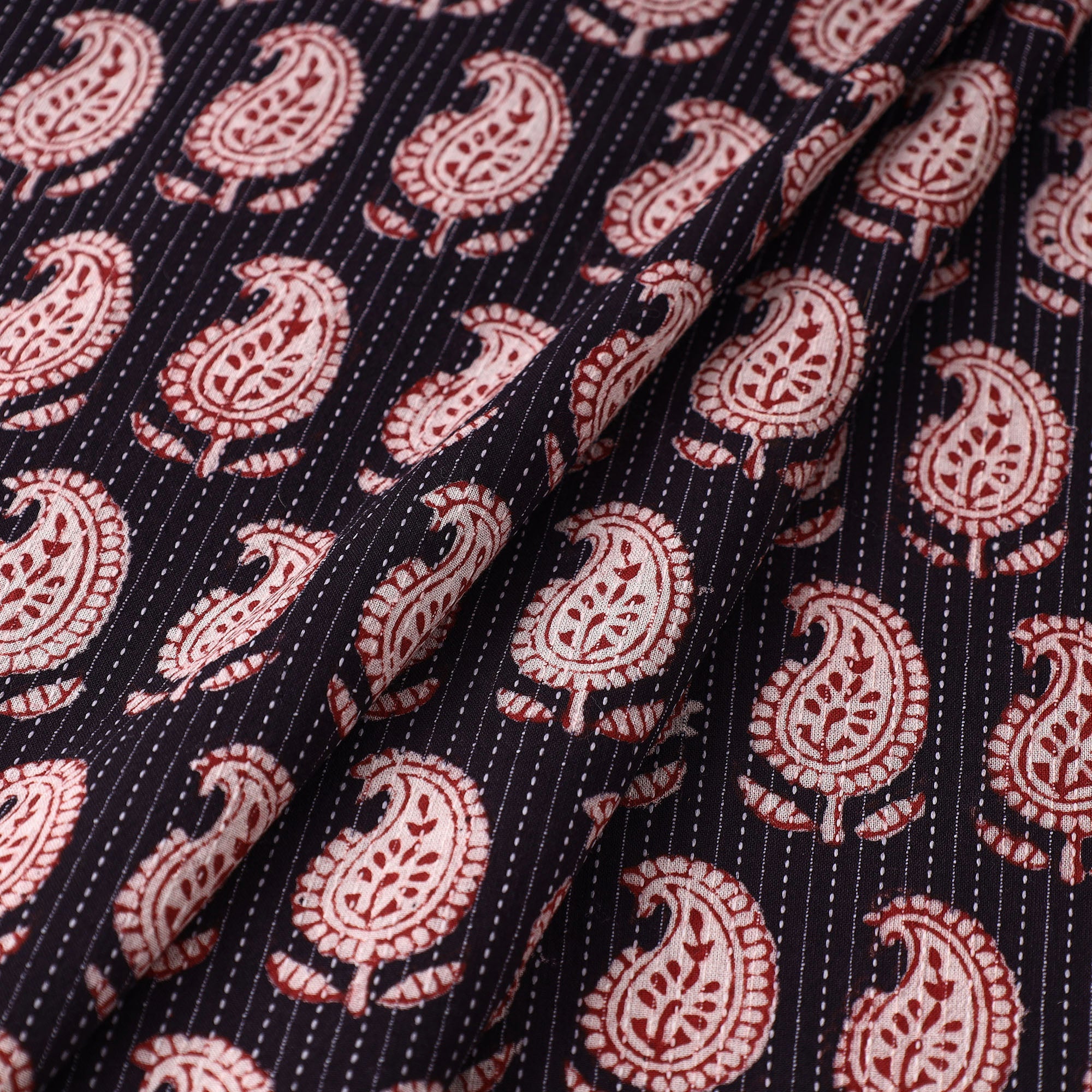 BAGH PRINTS BY UMAR FARUK KHATRI Black - Bagh Block Printed Kantha Style Cotton Fabric 16 - view 2
