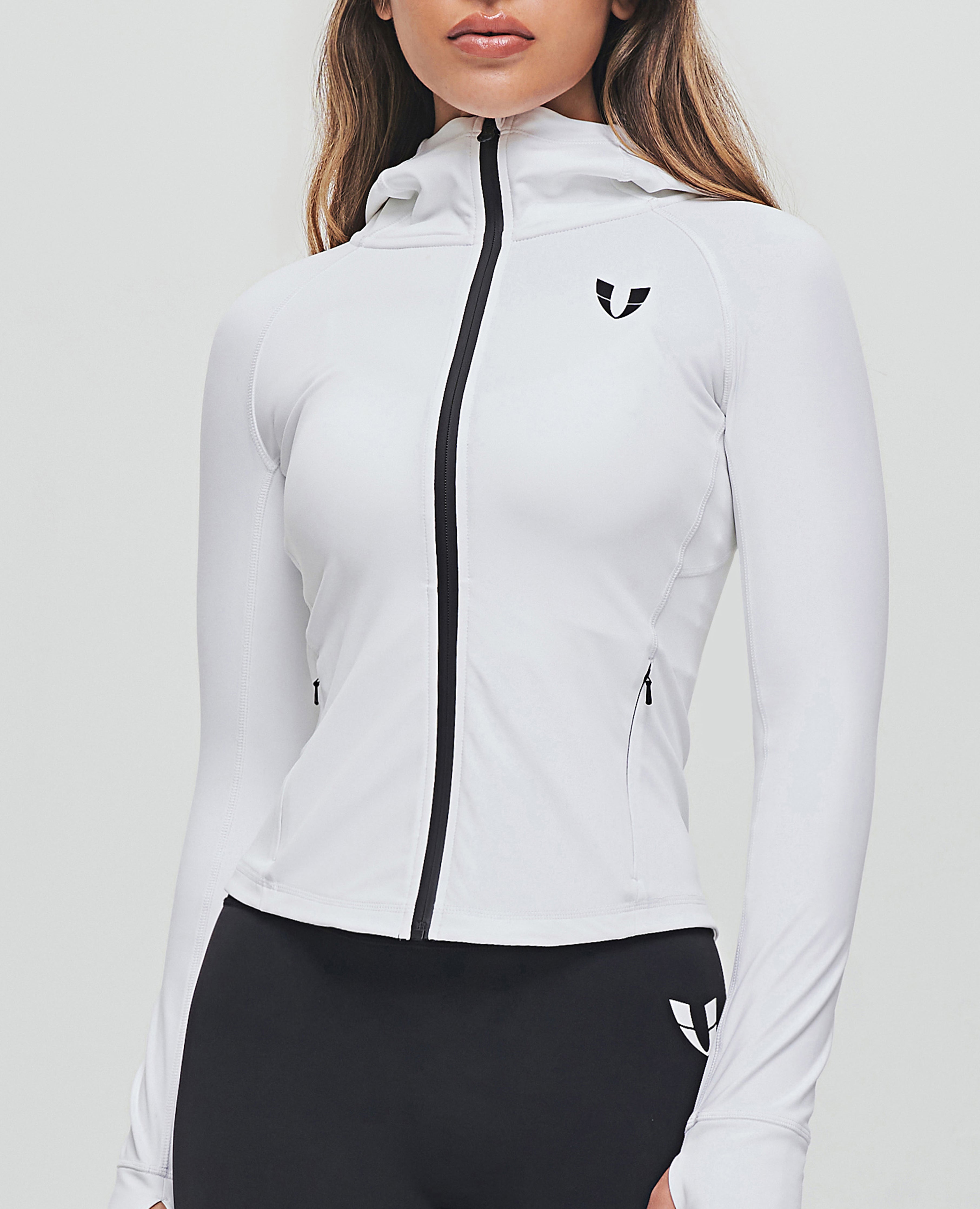FIRM ABS Thin Fleece Zipper Hoodie - White