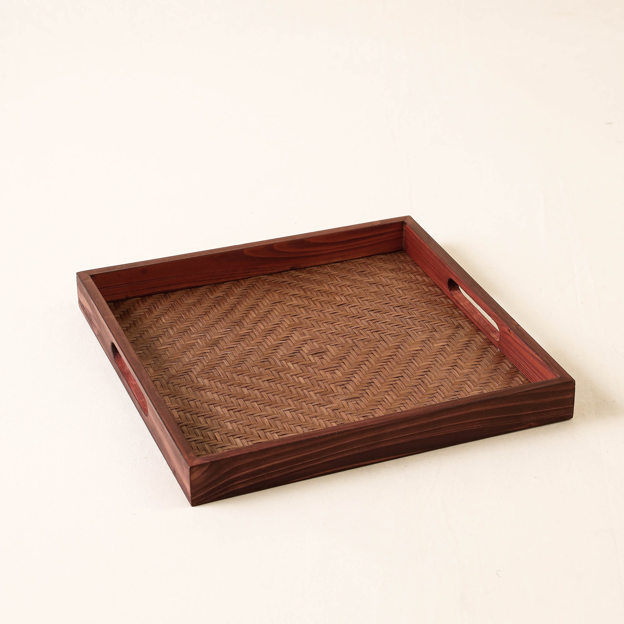 Brown - Kadam Haat Handmade Bamboo Square Tray - Medium