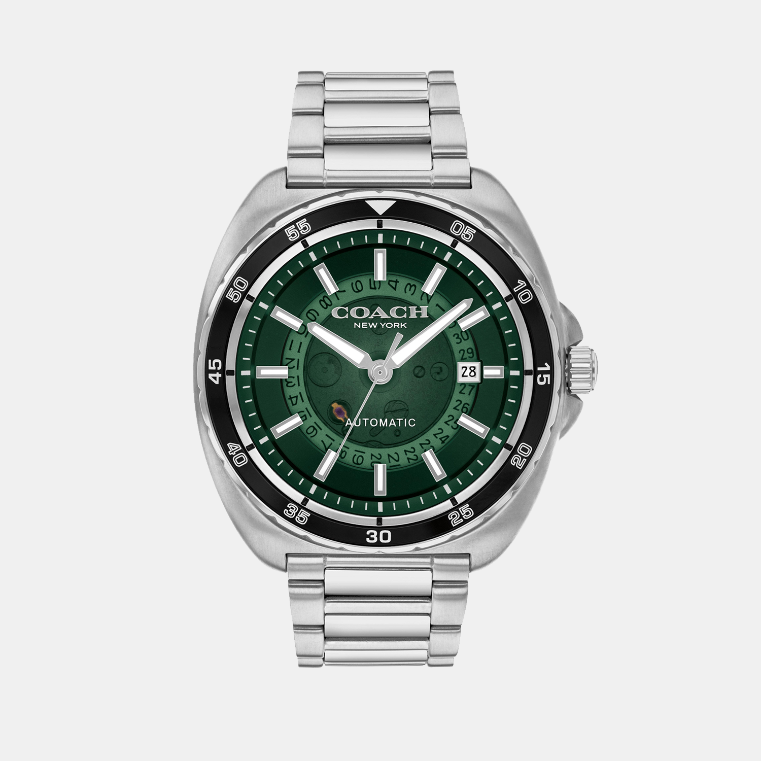Coach Charter Men Automatic Green Dial Analog Stainless Steel Watch 14602713