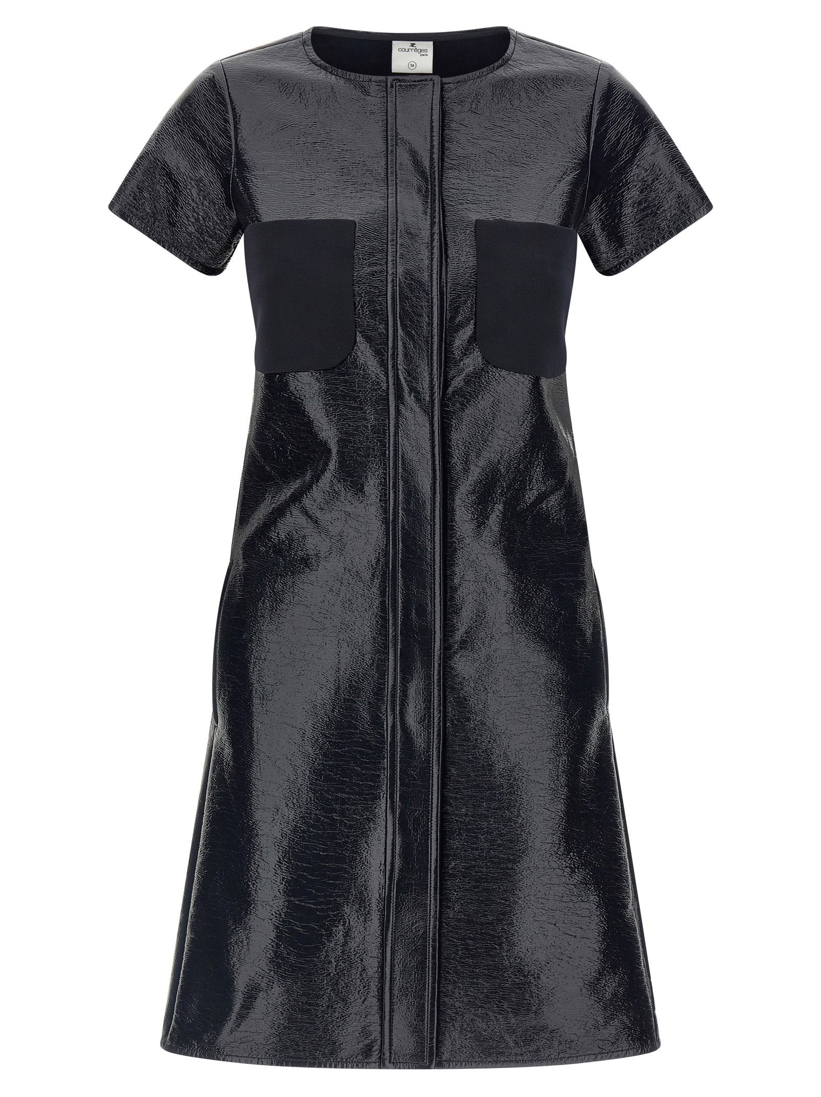 Courreges 2-pocket Vinyl Dress – 88% co, 10% pu, 2% ea
