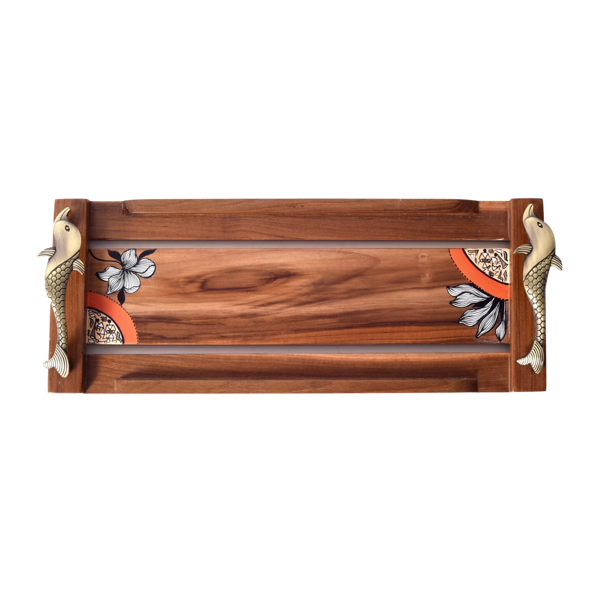 ART CREATIONS BY SUMAN SONTHALIA Brown - Flora Handcrafted Serving Tray (15x6x2) - view 5
