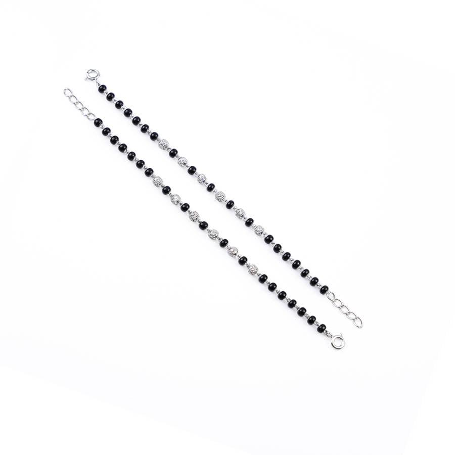 Prinjal Jewellers Real Black and Silver Beads Pattern Nazariya for Kids - view 4