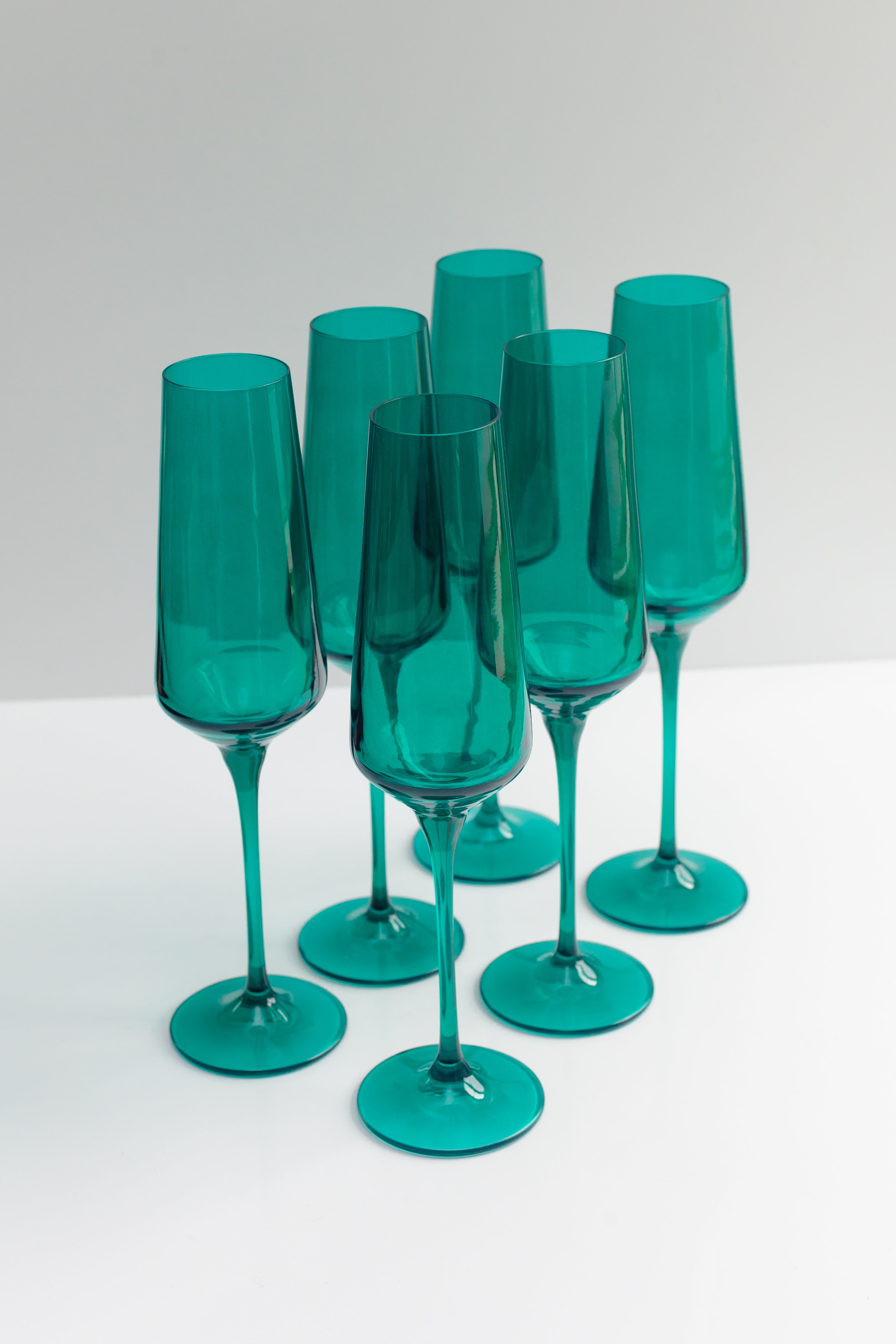 Estelle Colored Glass Estelle Colored Champagne Flute - Set of 6 {Emerald Green} - view 2