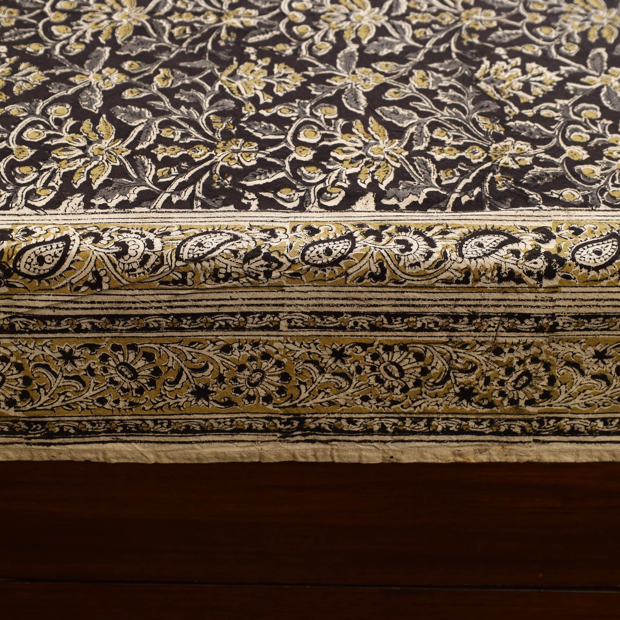 PITCHUKA SRINIVAS KALAMKARI PEDANA Black - Block Print Cotton Pedana Kalamkari Bed Sheet 17 - view 2