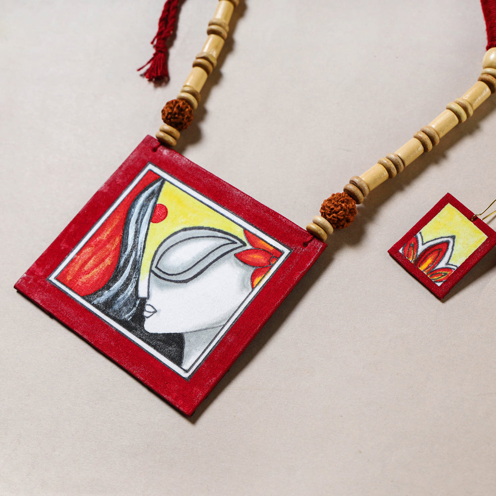 KHUSHBASH - HAPPY LOOM OF EAST Bishnupur Handcrafted Fabric Necklace Set - view 2