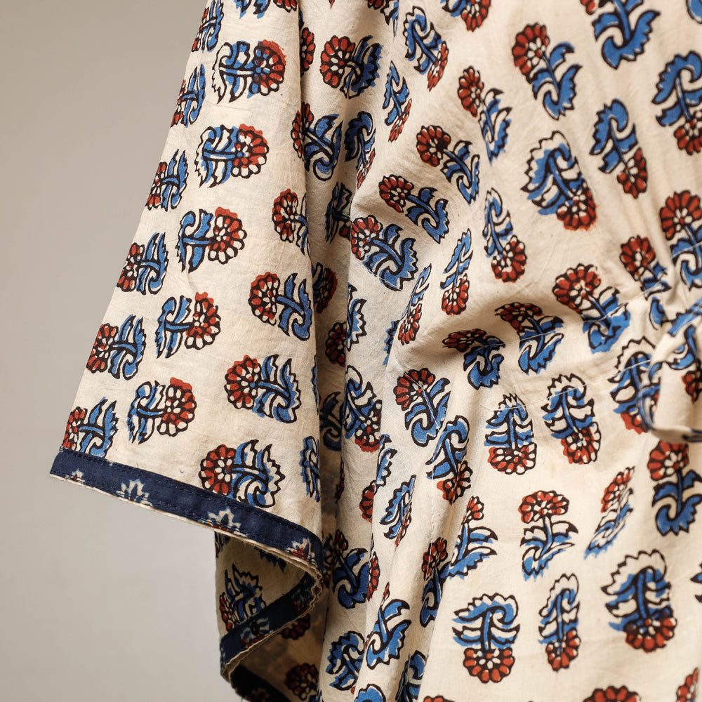 KACHCHH JI CHHAAP Beige - Ajrakh Hand Block Printed Cotton Kaftan with Tie-Up Waist (Short) - view 2