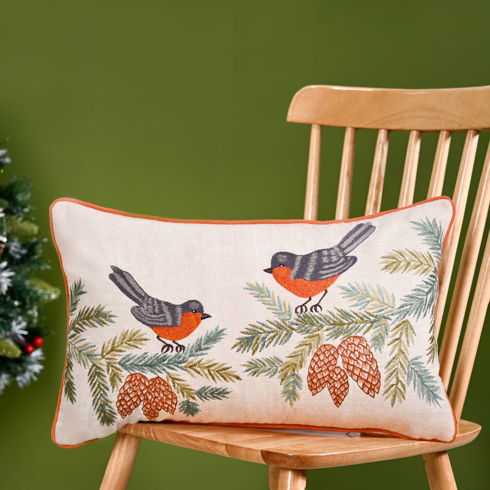 Nestasia Swallows Perched On Pine Branches Cushion Cover 50x30cm