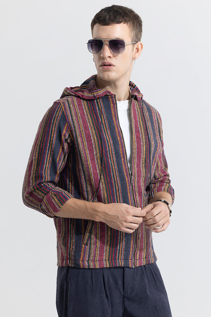 SNITCH PhoenixStripe Hoodie Styled Shacket