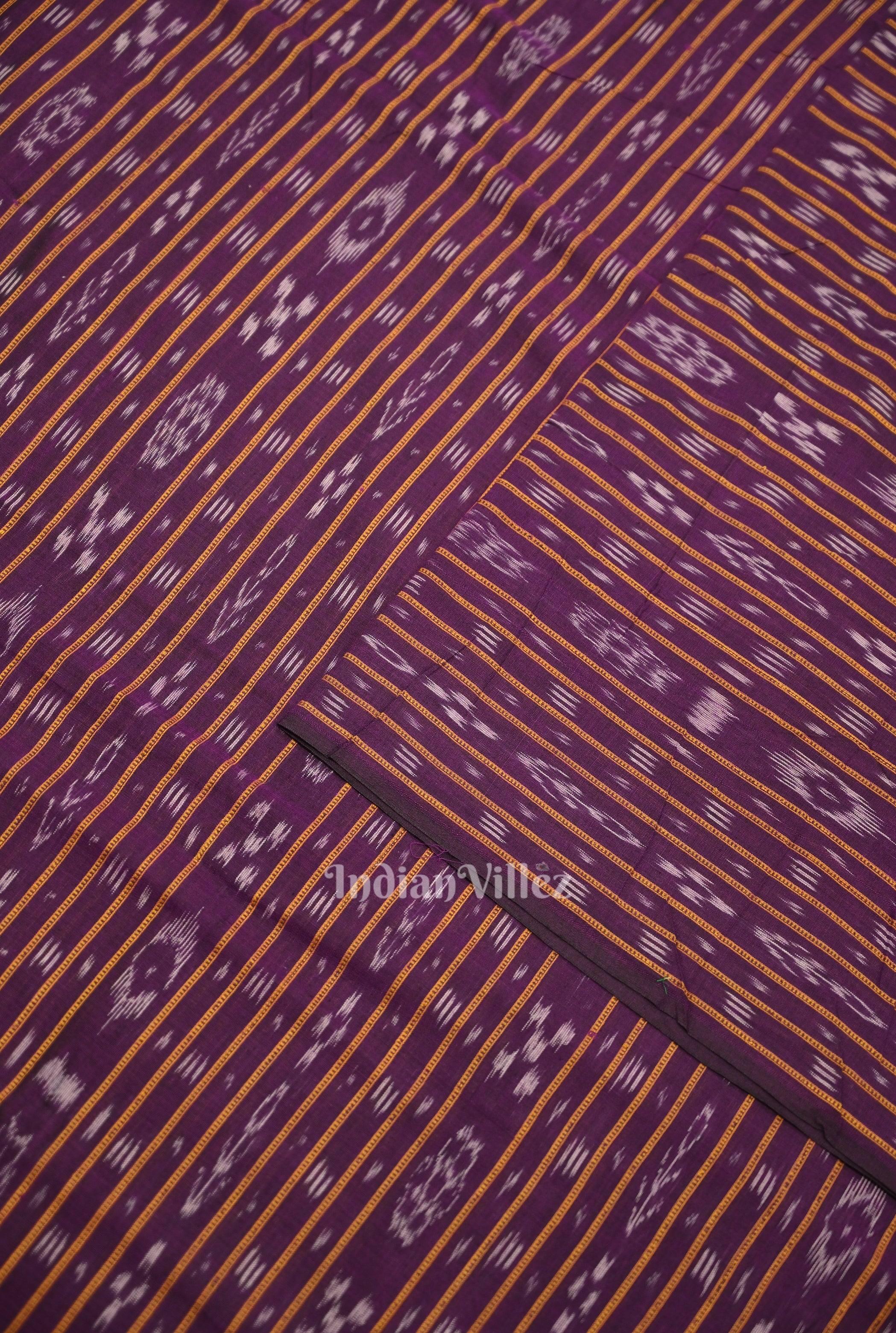 IndianVillèz Purple Sambalpuri Odisha Ikat Cotton Fabric - view 2