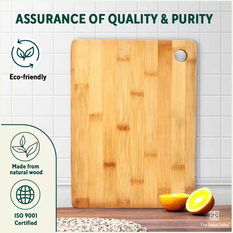 The Indus Valley 100% Natural Bamboo Wood Chopping/Cutting Board, Toxin-free, No Dye/Polish, Strong,Scratch Resistant 32cm in Length /21.7cm in Width - view 4