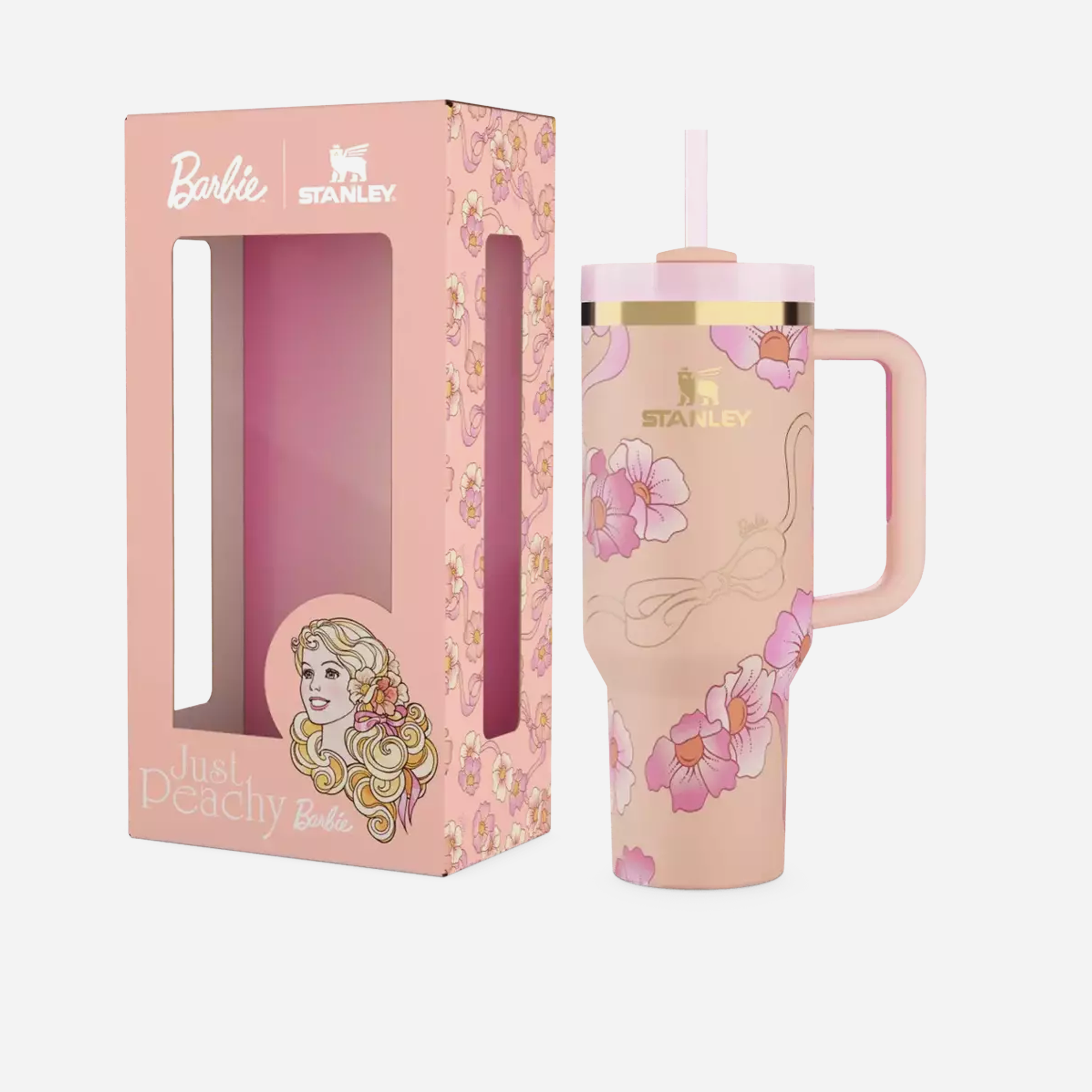 Stanley x Barbie Legends Flowstate Quencher 40oz Tumbler 80s Peaches 'N Cream - view 2