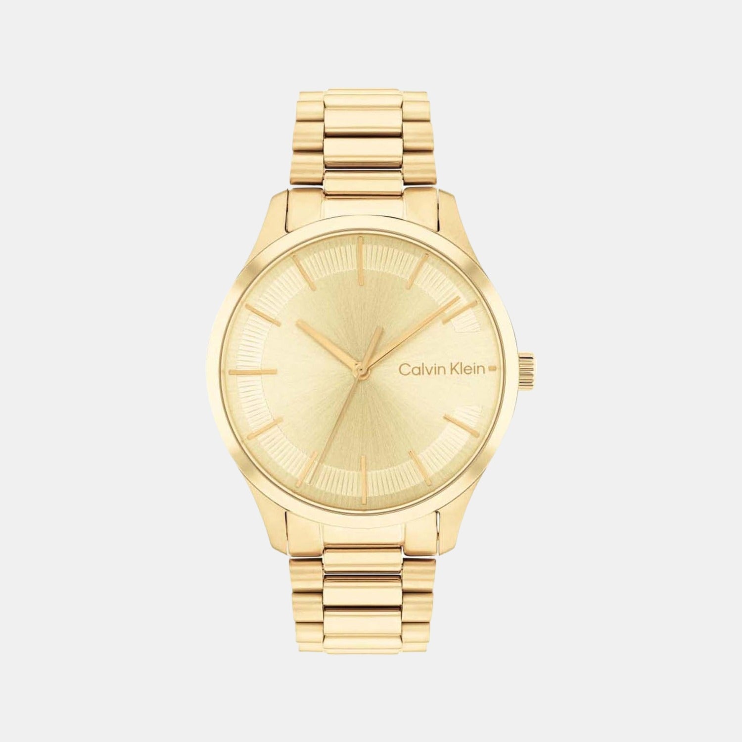 Calvin Klein Ck Iconic Unisex Quartz Yellow Dial Analog Stainless Steel Watch 25200043