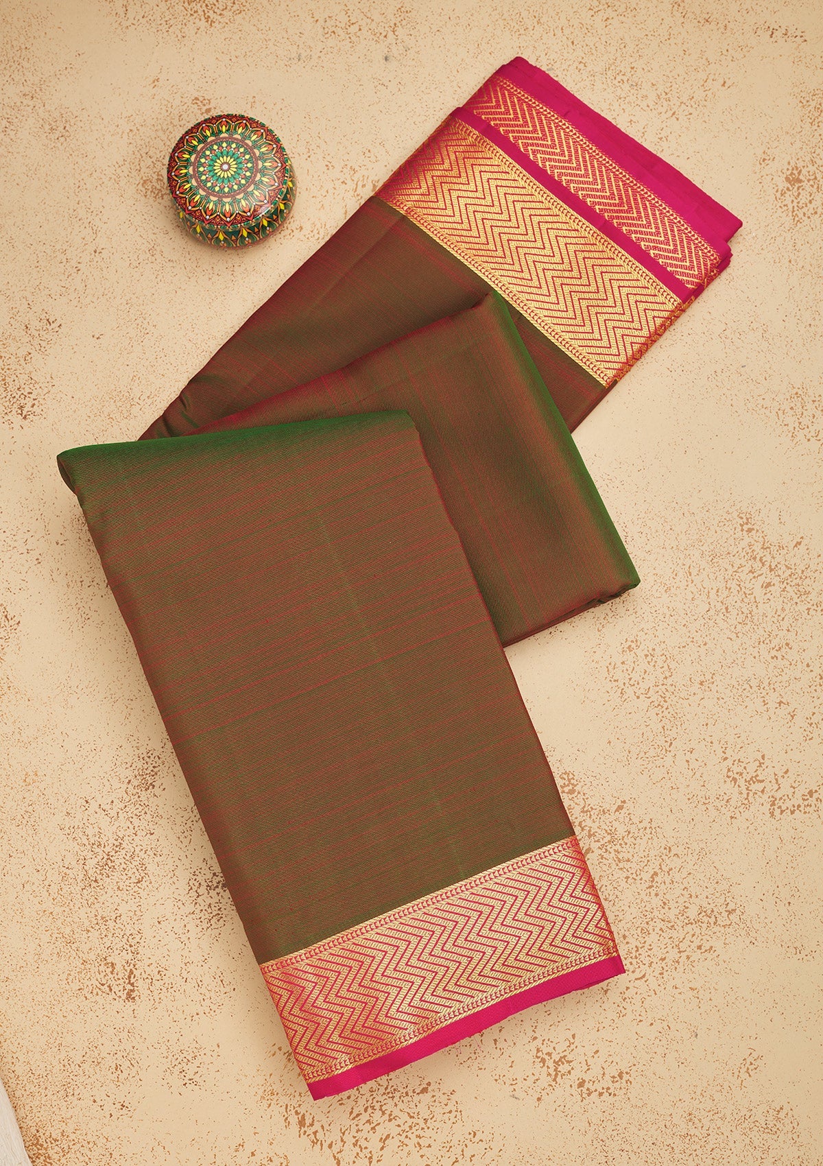 Koskii Mehendi Zariwork Pure Silk Saree – Women's