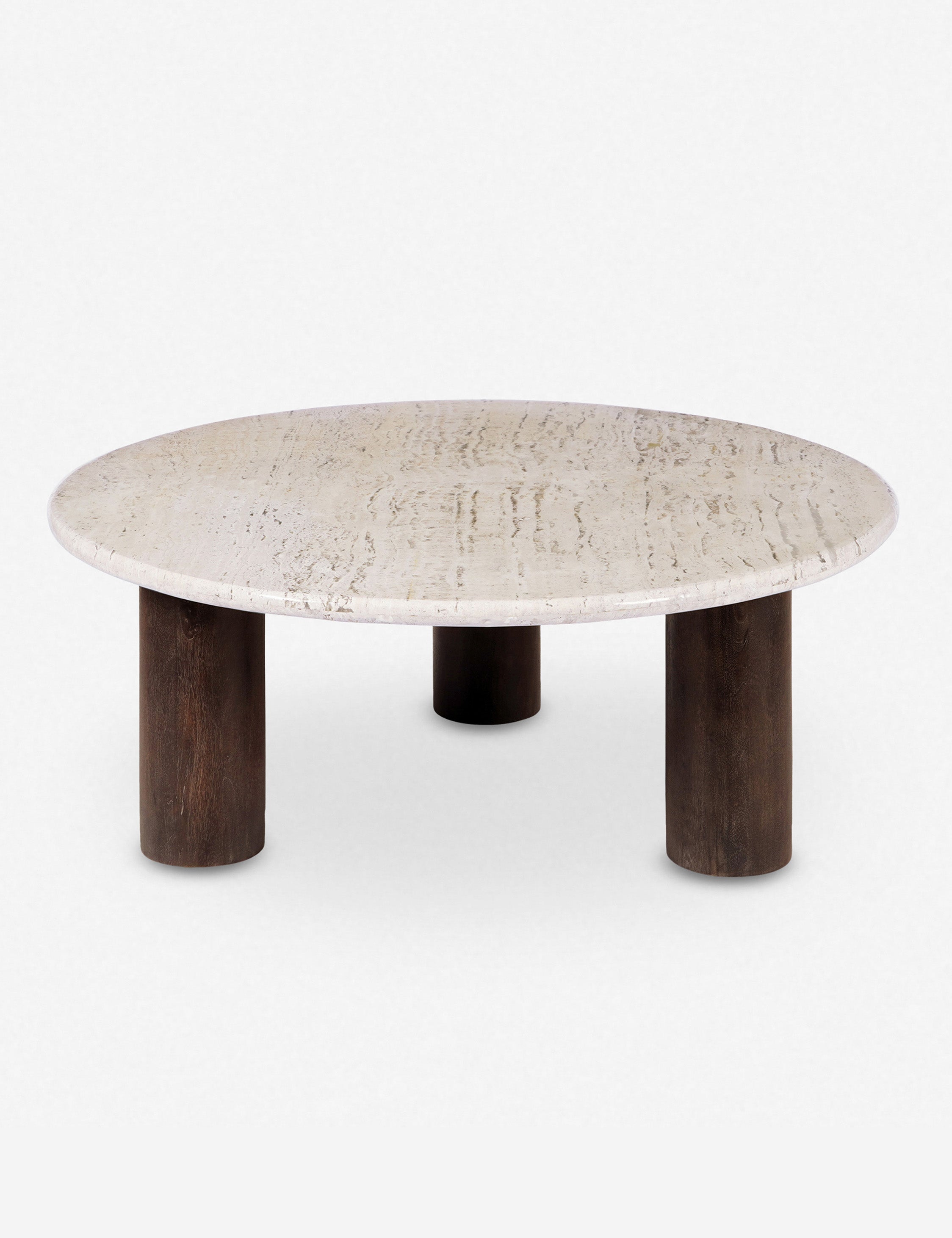 Lulu and Georgia Aleda Round Coffee Table – Dark Brown and Travertine