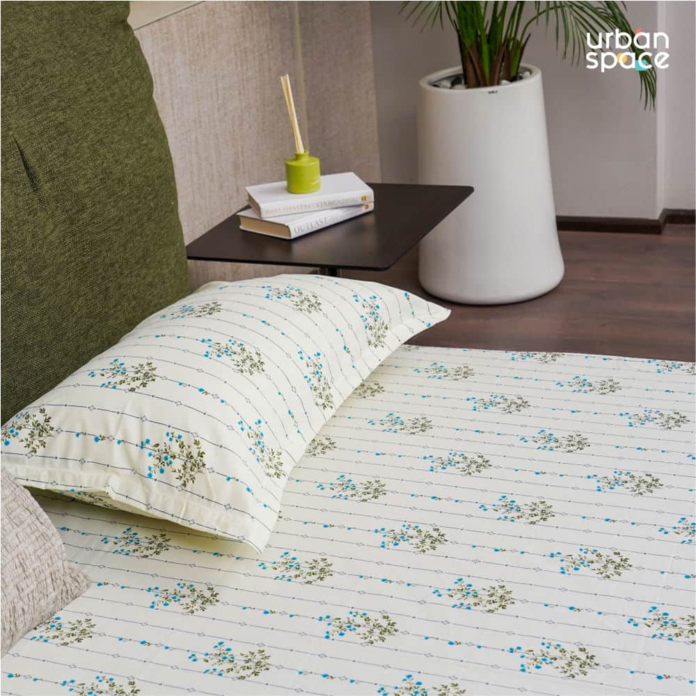 Urban Space -Home Furnishing Store Fitted King Size Cotton Bedsheet - Sedum Blue - view 2