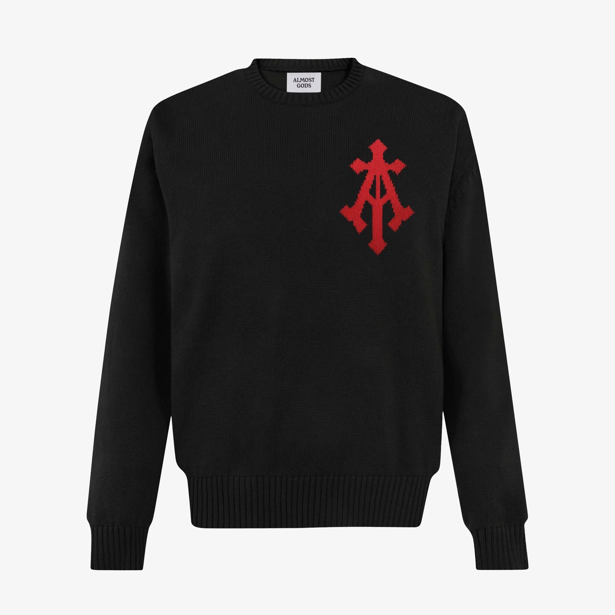 Almost Gods | Alpha Cross Knit Sweater { Black - view 2