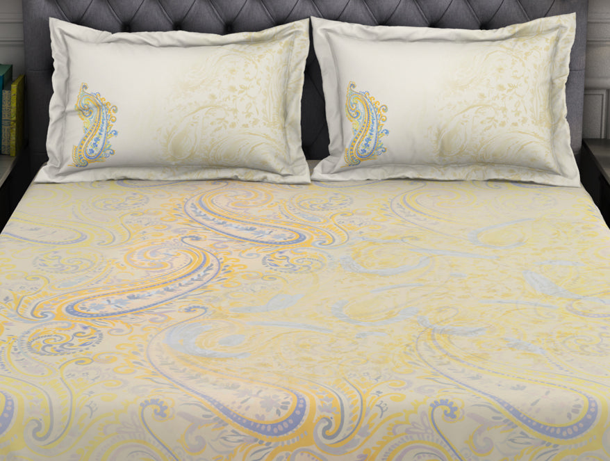 Spaces India Floral Beige 100% Cotton King Size Bedsheet Organic Cotton - By Spaces - view 4