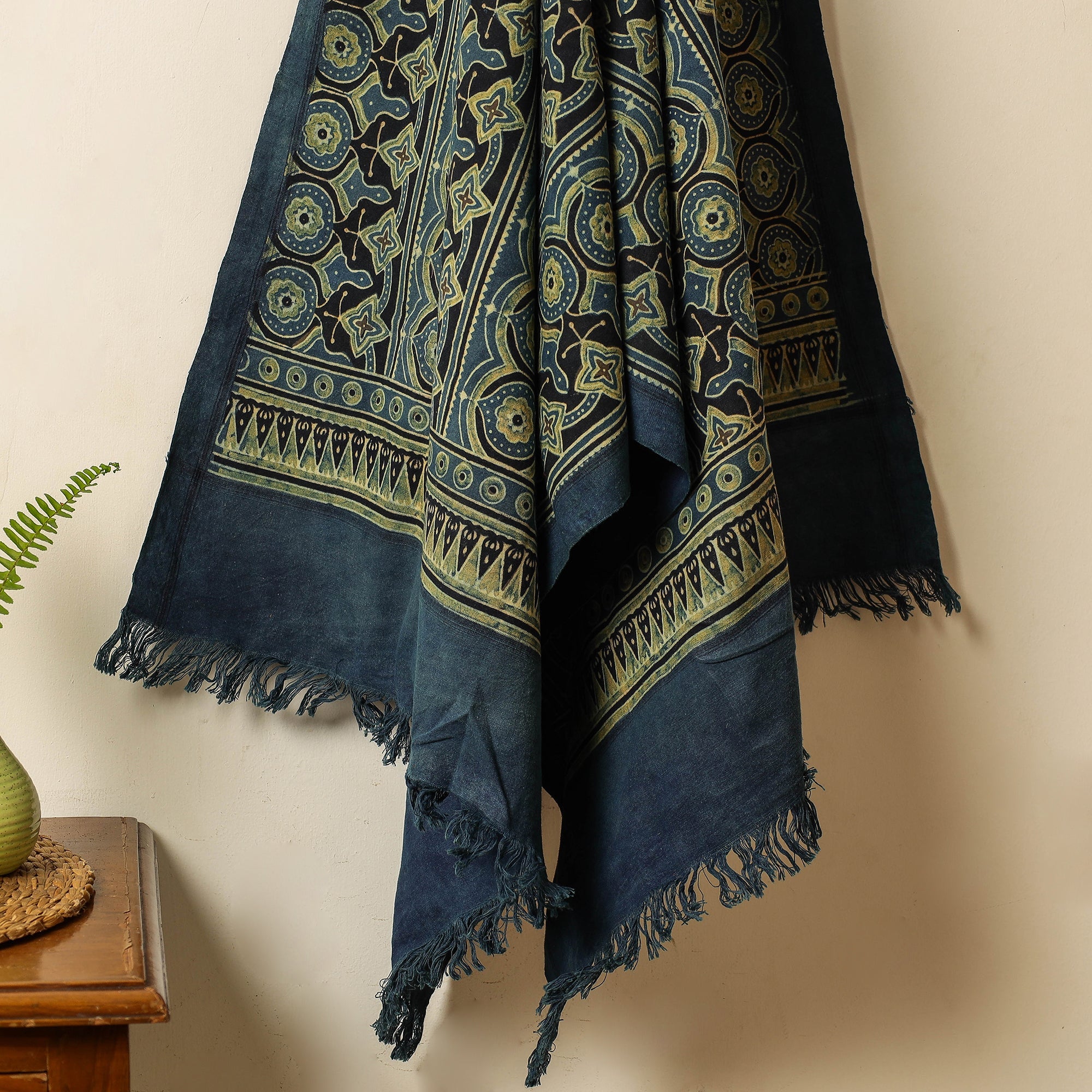 KACHCHH JI CHHAAP Blue - Block Print Cotton Ajrakh Handloom Towel - view 2